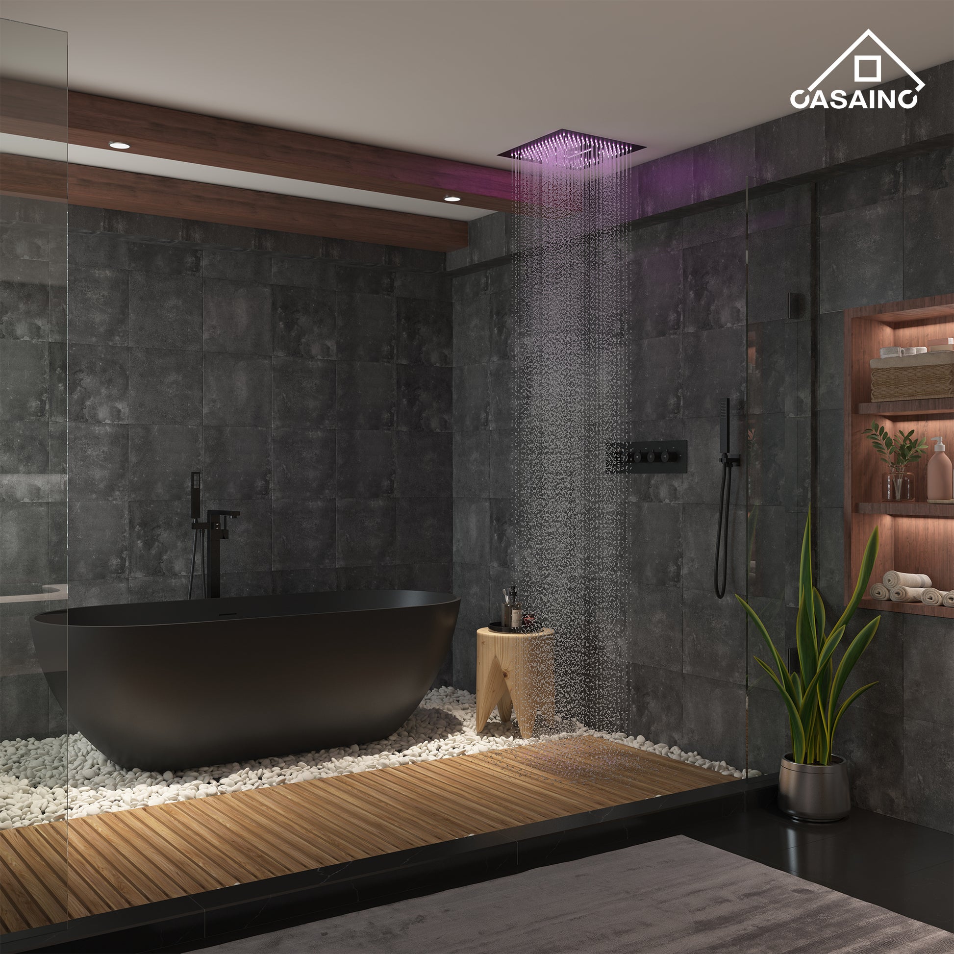 16" Luxury Shower System with Remote Control & 64 Color LED Lights