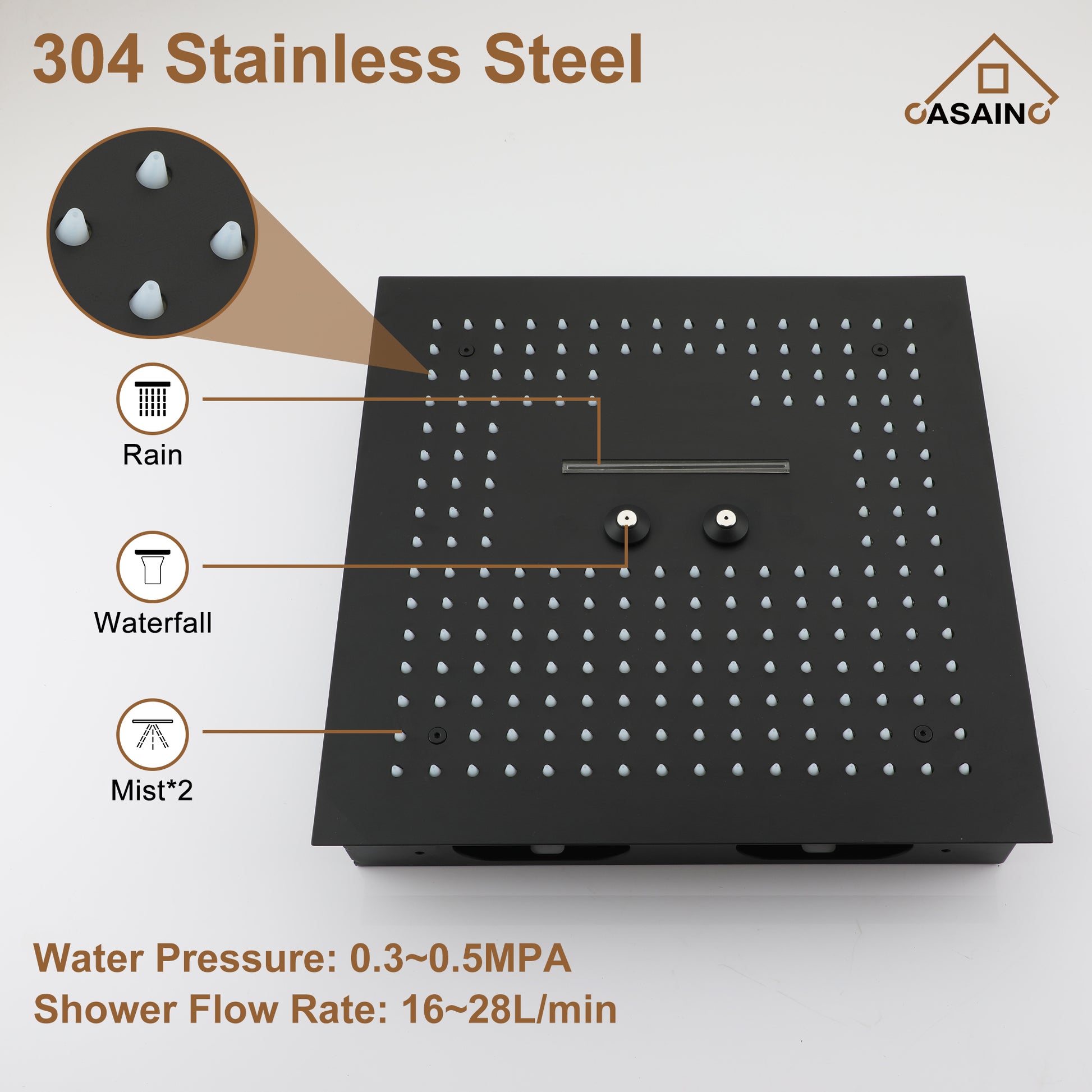 16" Luxury Shower System with Remote Control & 64 Color LED Lights
