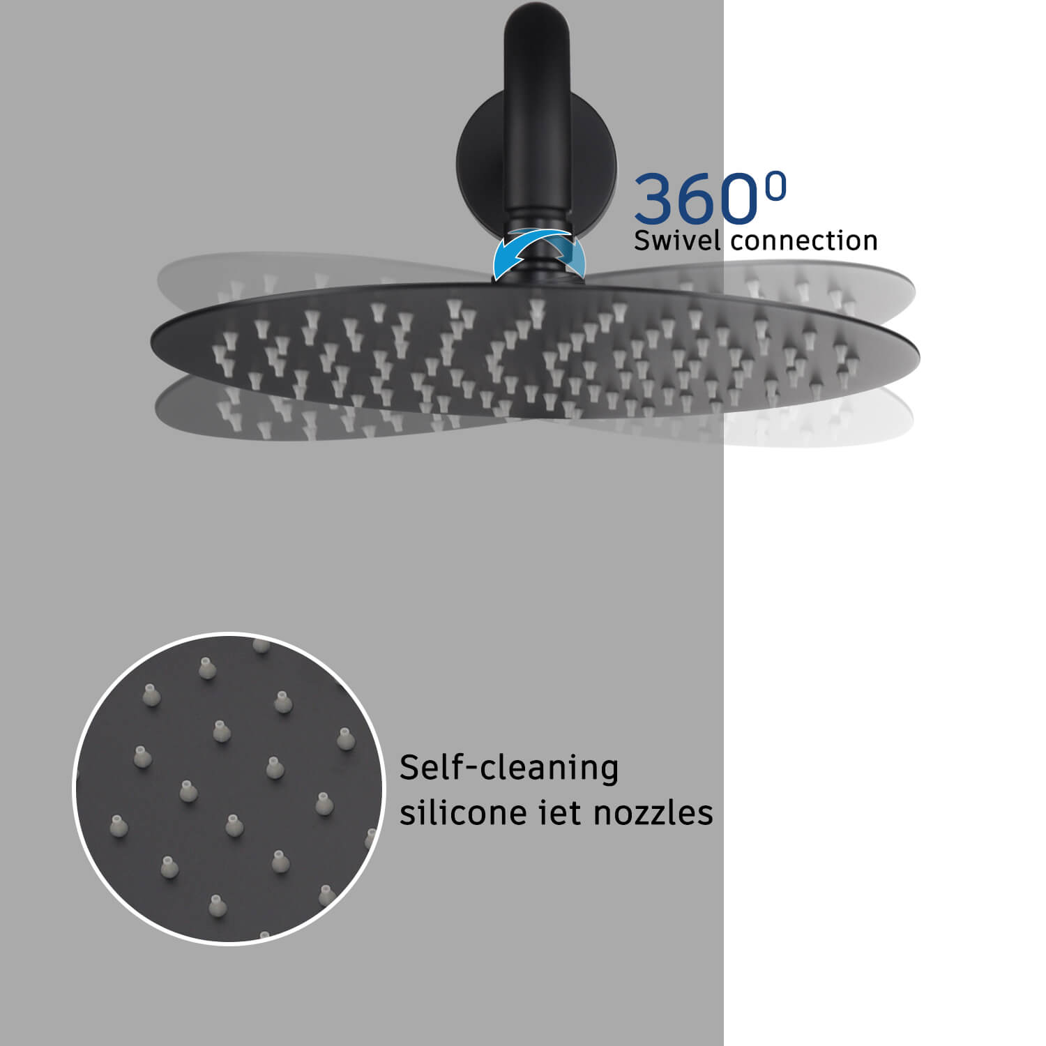Casainc 10" Round 3 Functions Wall Mount Dual Shower Heads Shower Syst