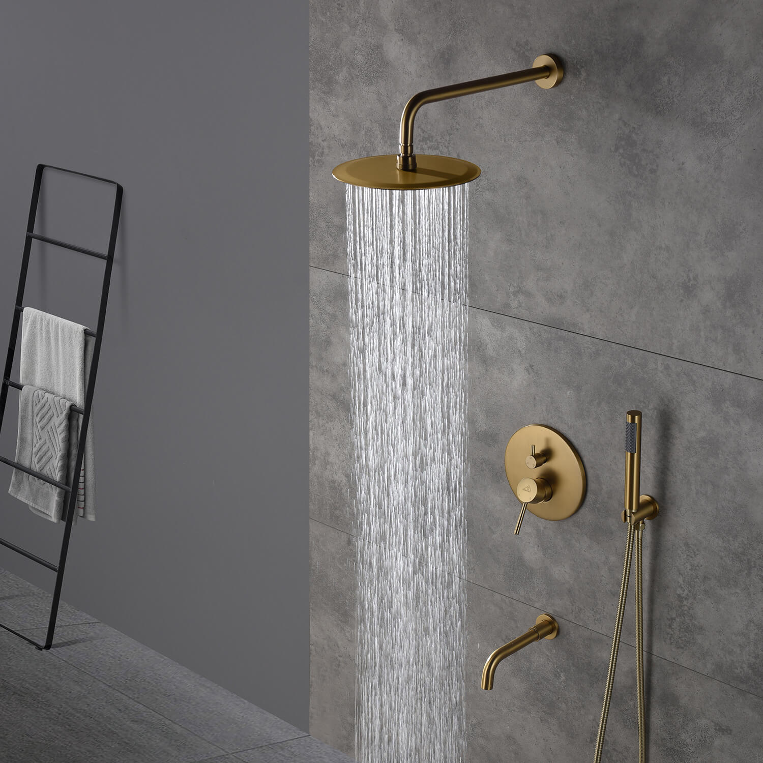 10" Round 3 Functions Wall Mount Dual Shower Heads Shower System - CASAINC