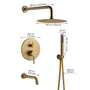 10" Round 3 Functions Wall Mount Dual Shower Heads Shower System - CASAINC