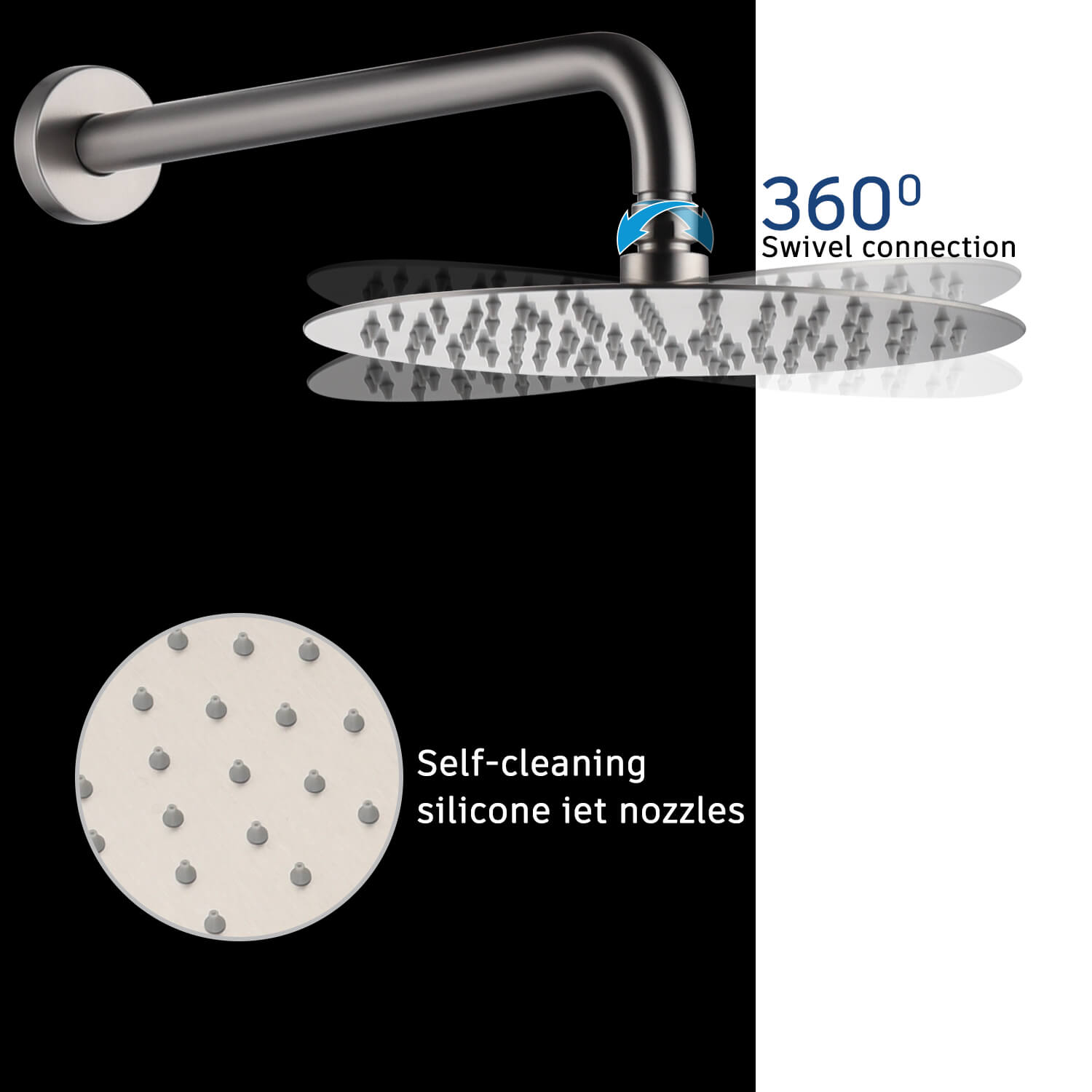 10" Round 3 Functions Wall Mount Dual Shower Heads Shower System - CASAINC