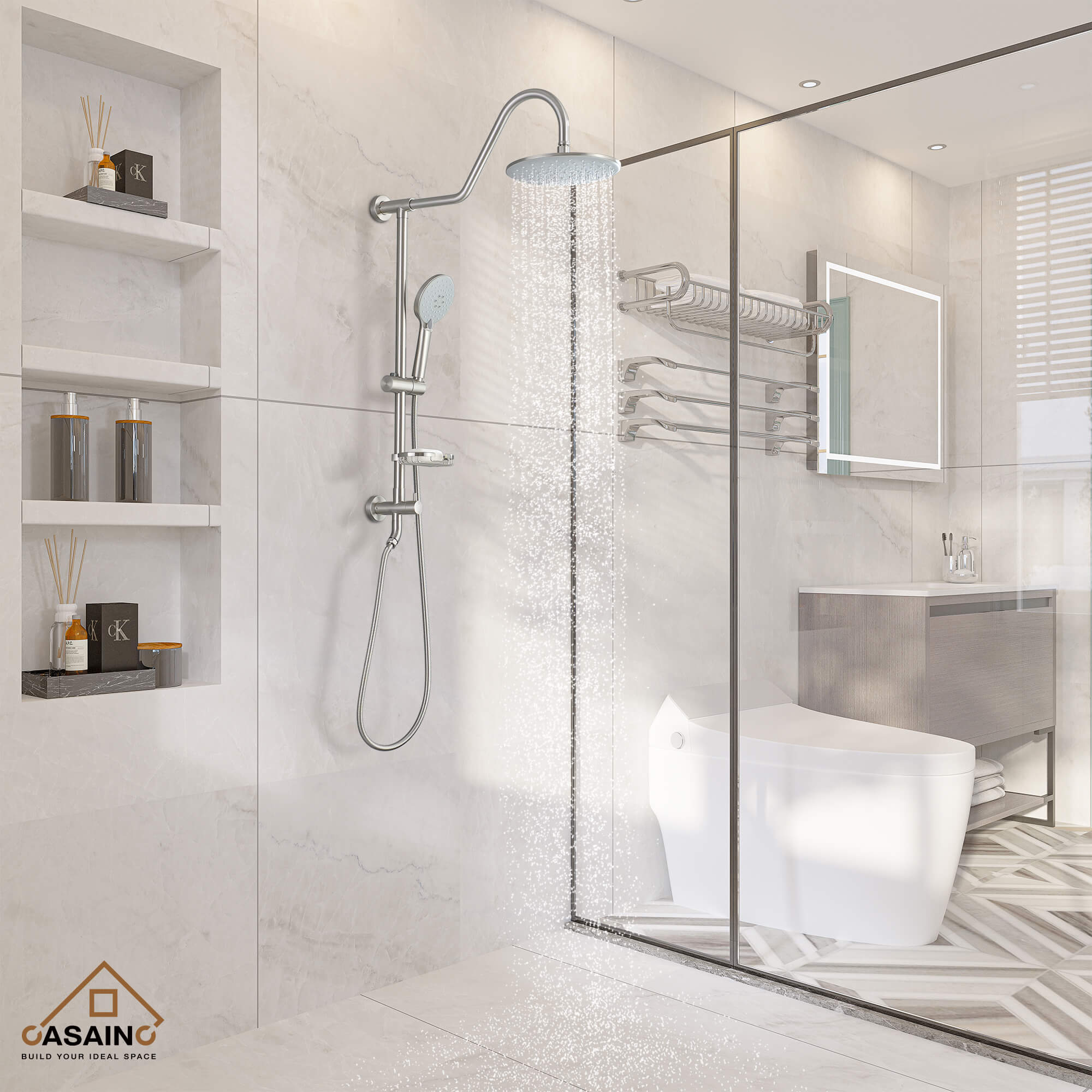 CASAINC Shower System with 3 Spray Patterns | Handheld Shower