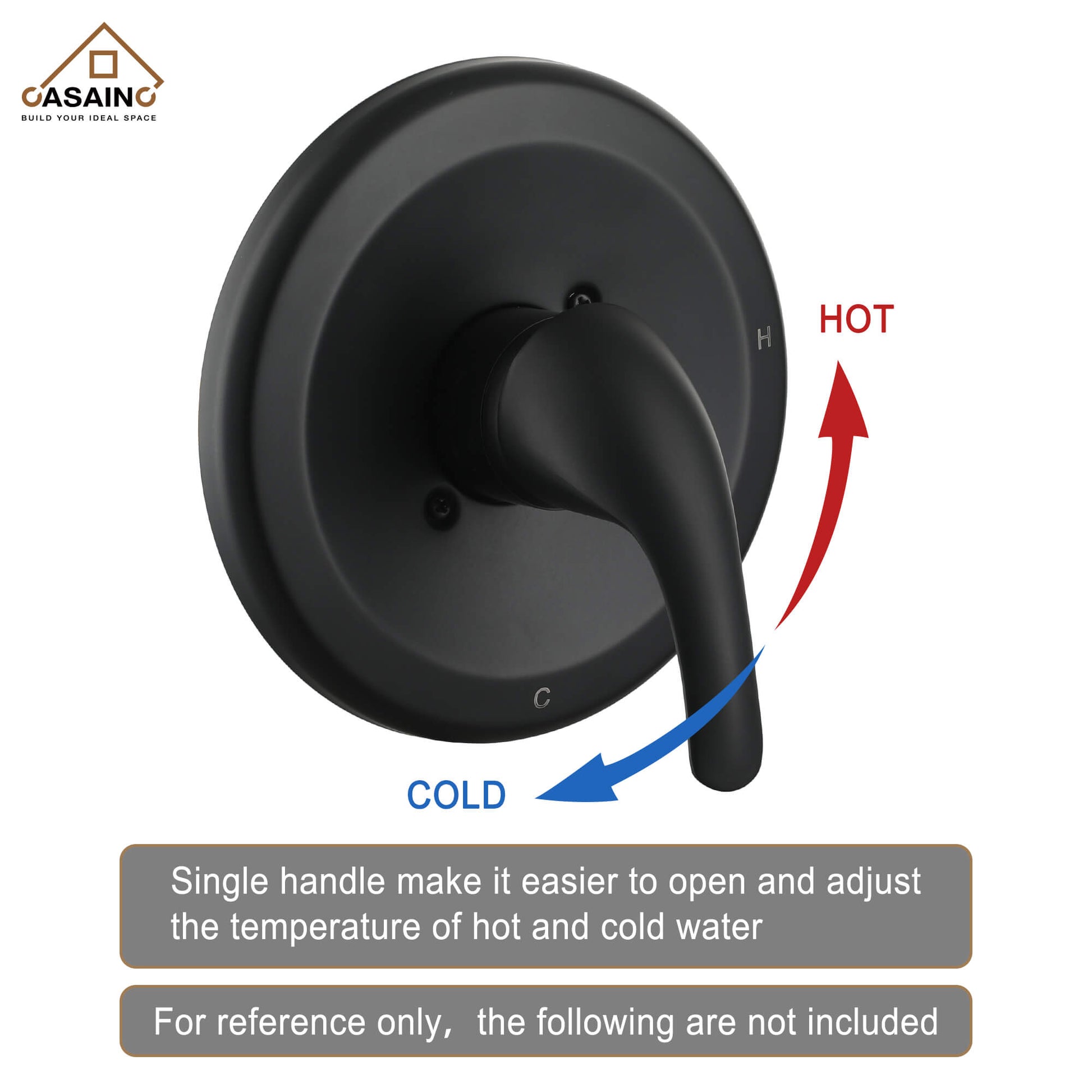 Casainc Matte Black Dual Shower Heads System with 3 Spray Patterns Hand Shower