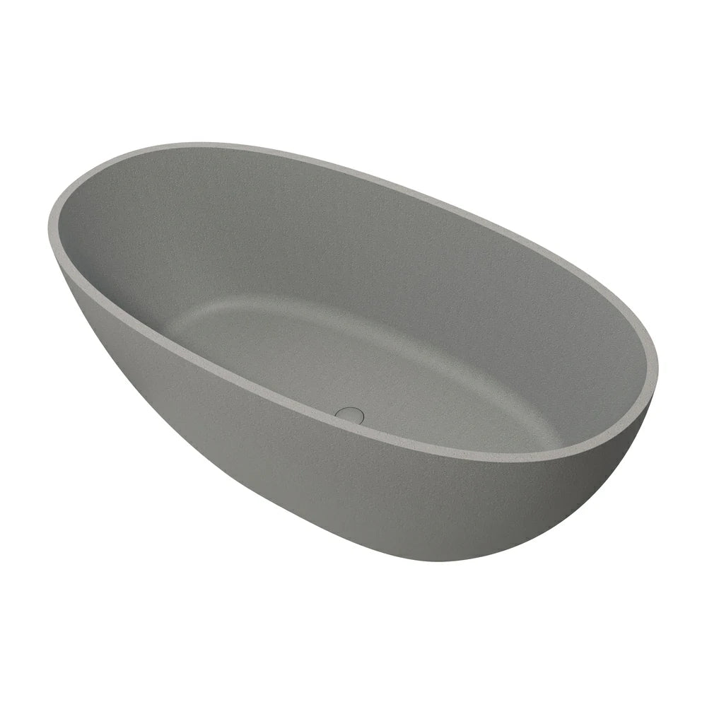 55"/59"/63"/67"/71" Contemporary Grey Stone Resin Soaking Tub with Oval Design and Center Overflow