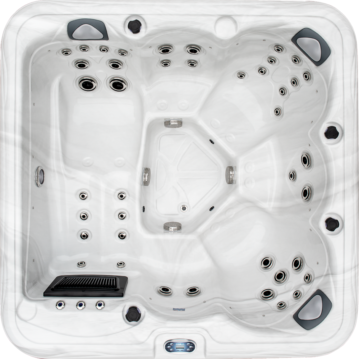 79" × 79" 5-Person Outdoor Hot Tub Spa with Lounge, 51 Jets & Dual 3HP Pumps