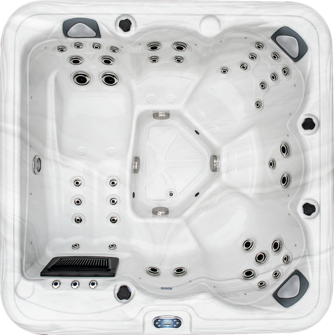 79" × 79" 5-Person Outdoor Hot Tub Spa with Lounge, 51 Jets & Dual 3HP Pumps