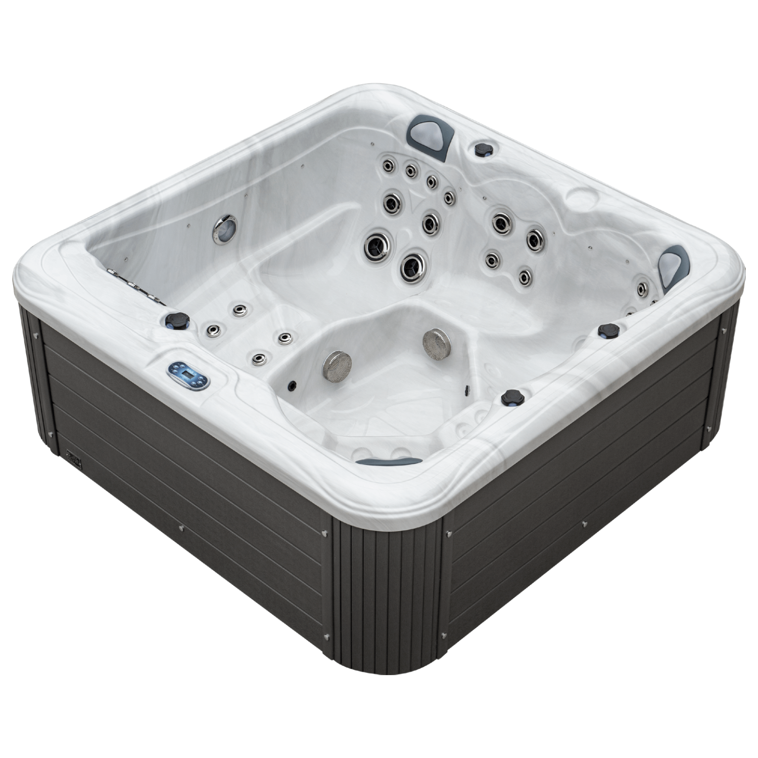 79" × 79" 5-Person Outdoor Hot Tub Spa with Lounge, 51 Jets & Dual 3HP Pumps