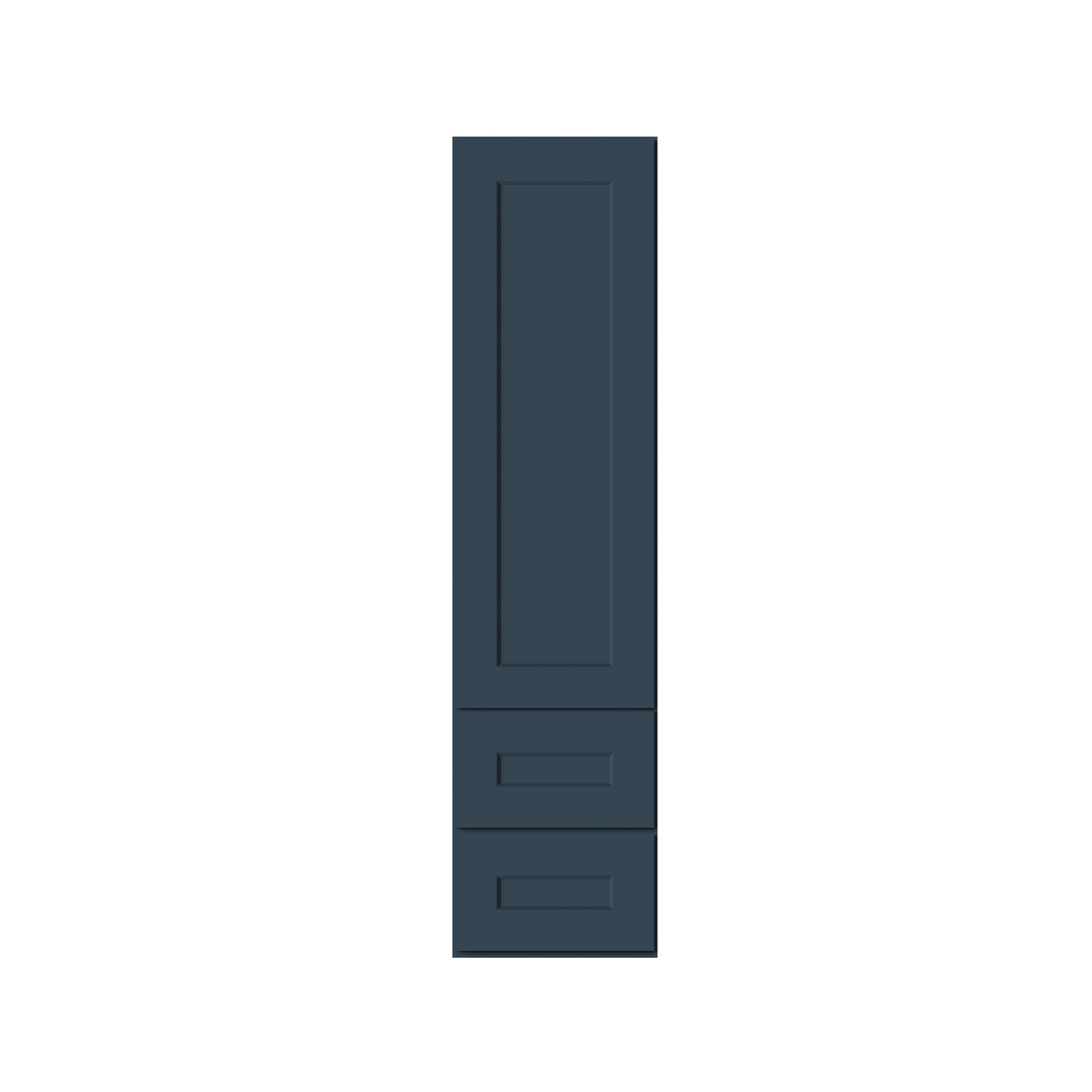 Cyber Grey RTA 15"W x 12"D x 60"H Tall Counter Linen Cabinet with 1 Door, 2 Drawers and 3 Shelves
