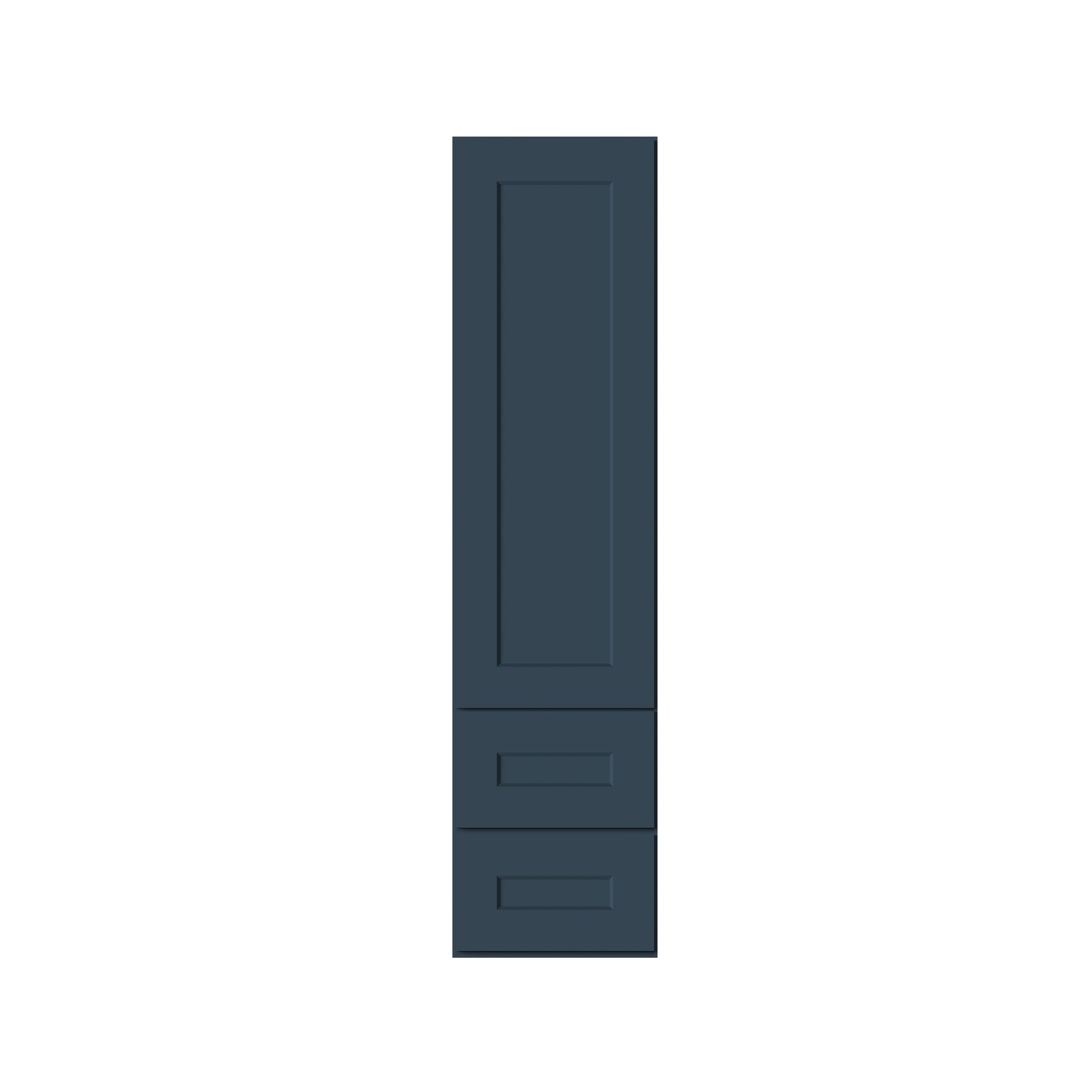 Cyber Grey RTA 15"W x 12"D x 60"H Tall Counter Linen Cabinet with 1 Door, 2 Drawers and 3 Shelves
