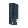 Cyber Grey RTA 15"W x 12"D x 60"H Tall Counter Linen Cabinet with 1 Door, 2 Drawers and 3 Shelves