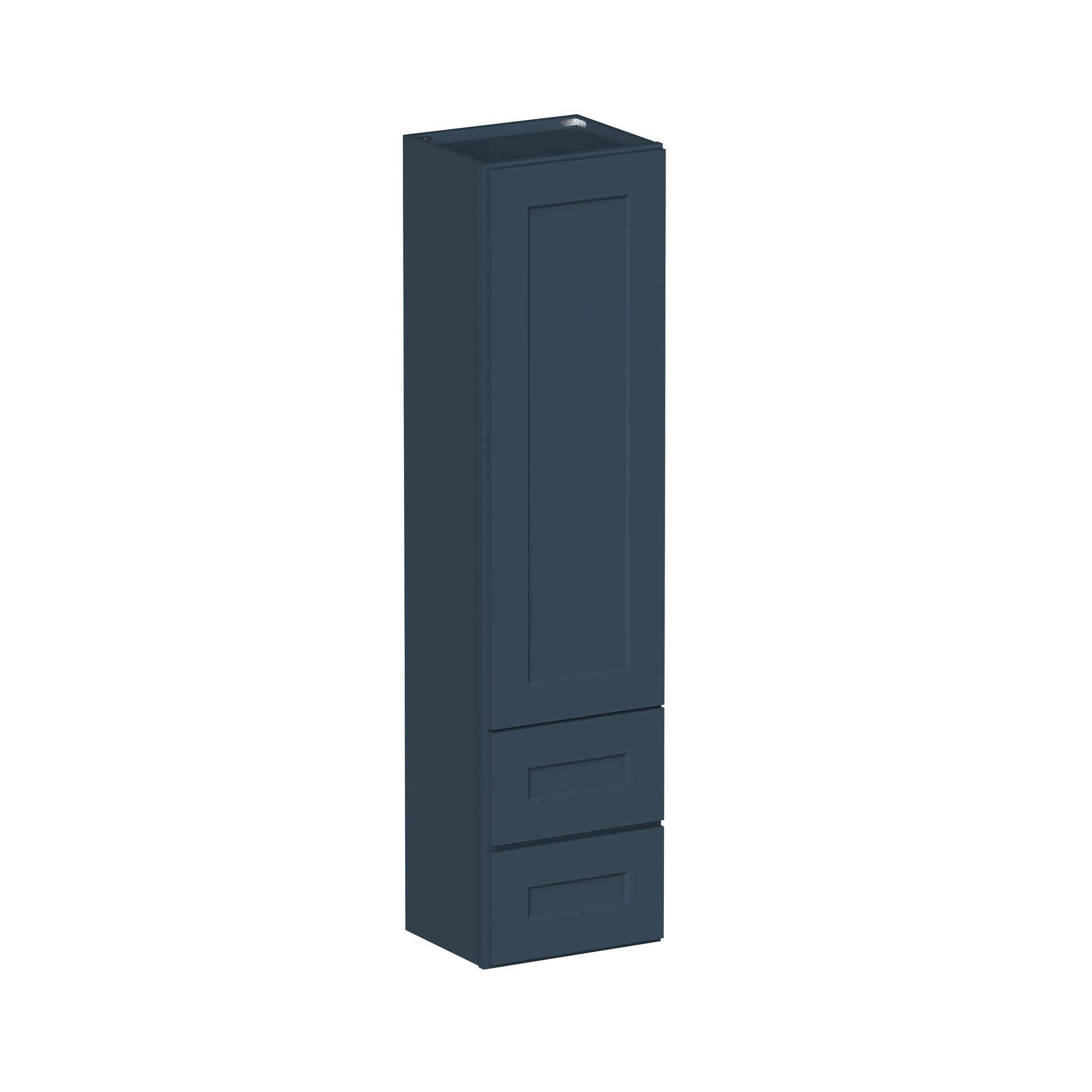 Cyber Grey RTA 15"W x 12"D x 60"H Tall Counter Linen Cabinet with 1 Door, 2 Drawers and 3 Shelves
