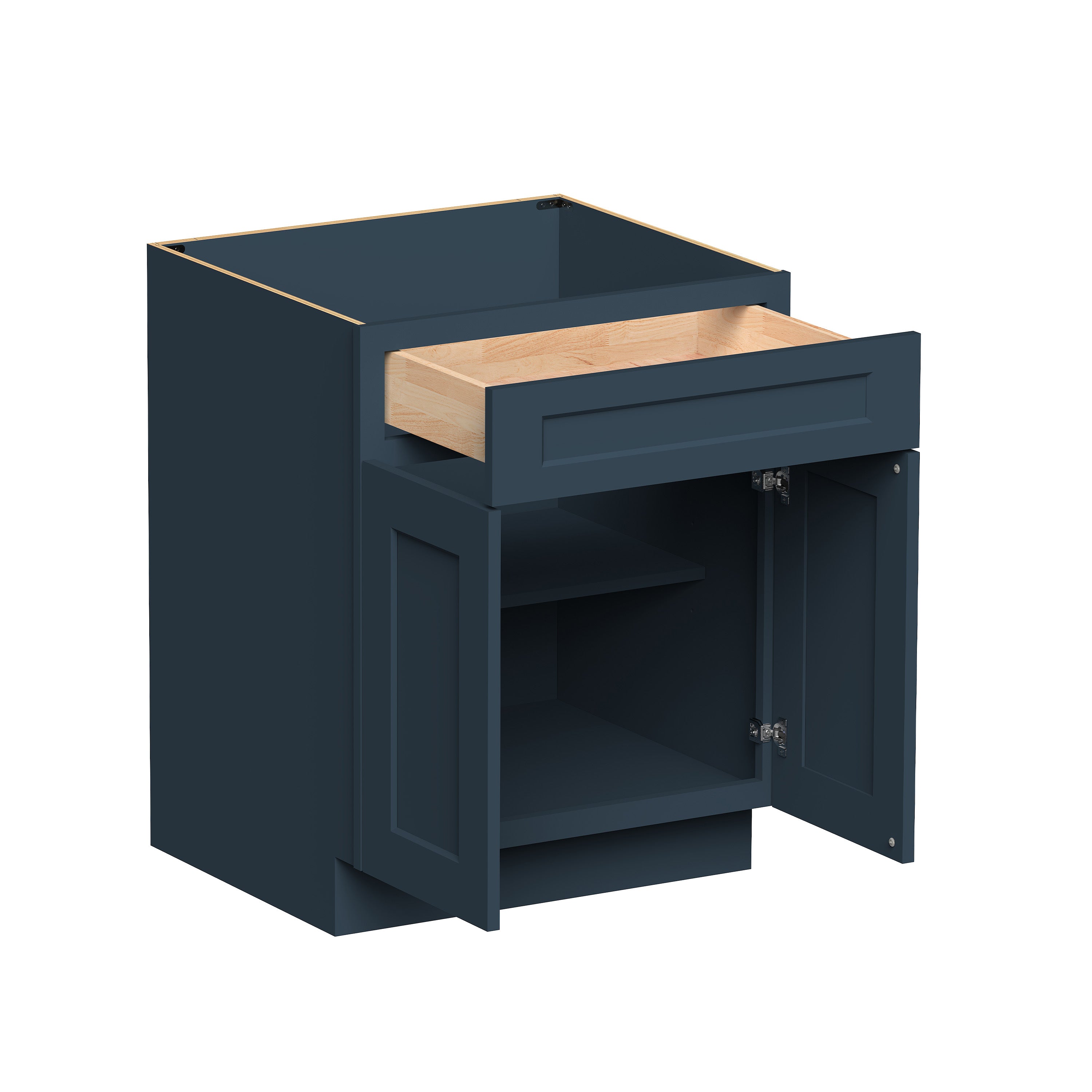 Cyber Grey RTA 27"W x 24"D x 34.5"H Base Cabinet with 2 Doors, 1 Drawer and 1 Shelf