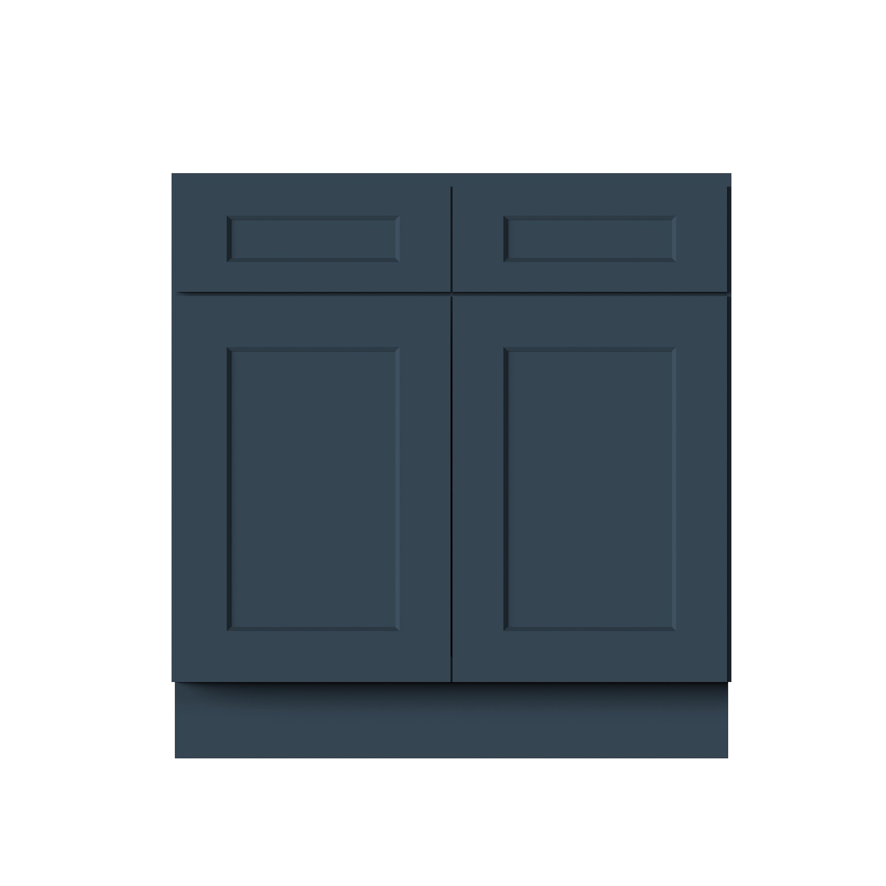 Cyber Grey RTA 33"/39"/42"W x 24"D x 34.5"H Base Cabinet with 2 Doors, 2 Drawers and 1 Shelf