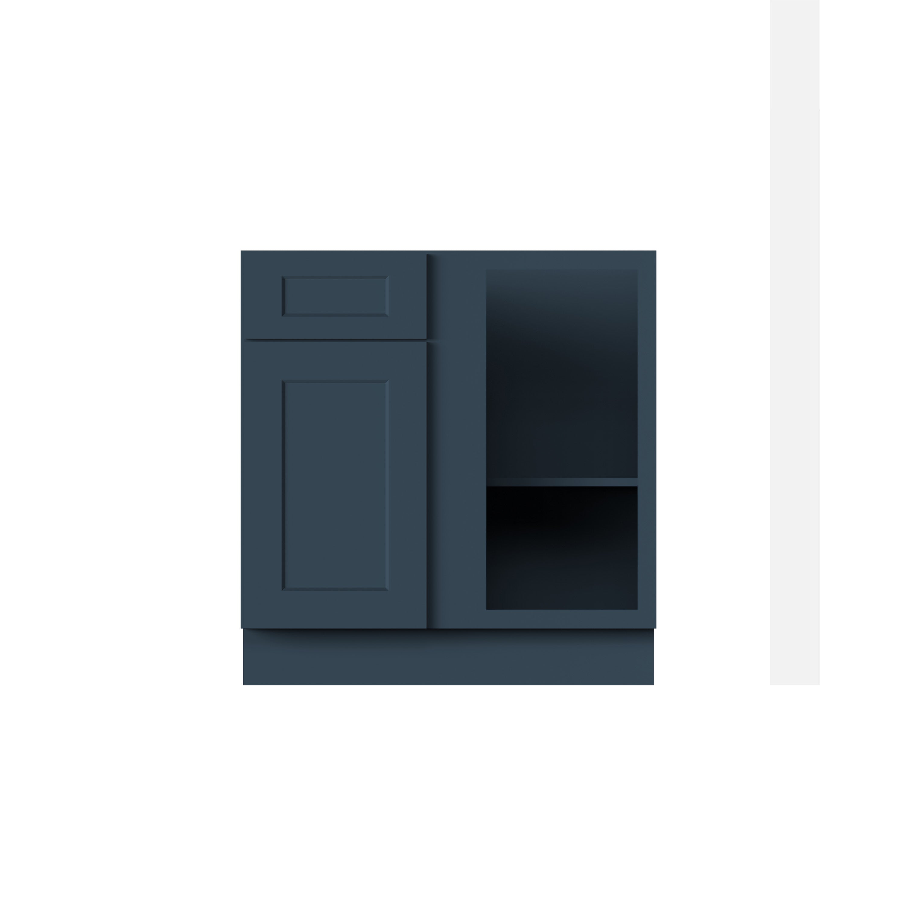 Cyber Grey RTA 33"W x 24"D x 34.5"H Blind Corner Base Cabinet with 1 Door, 1 Drawer and 1 Shelf