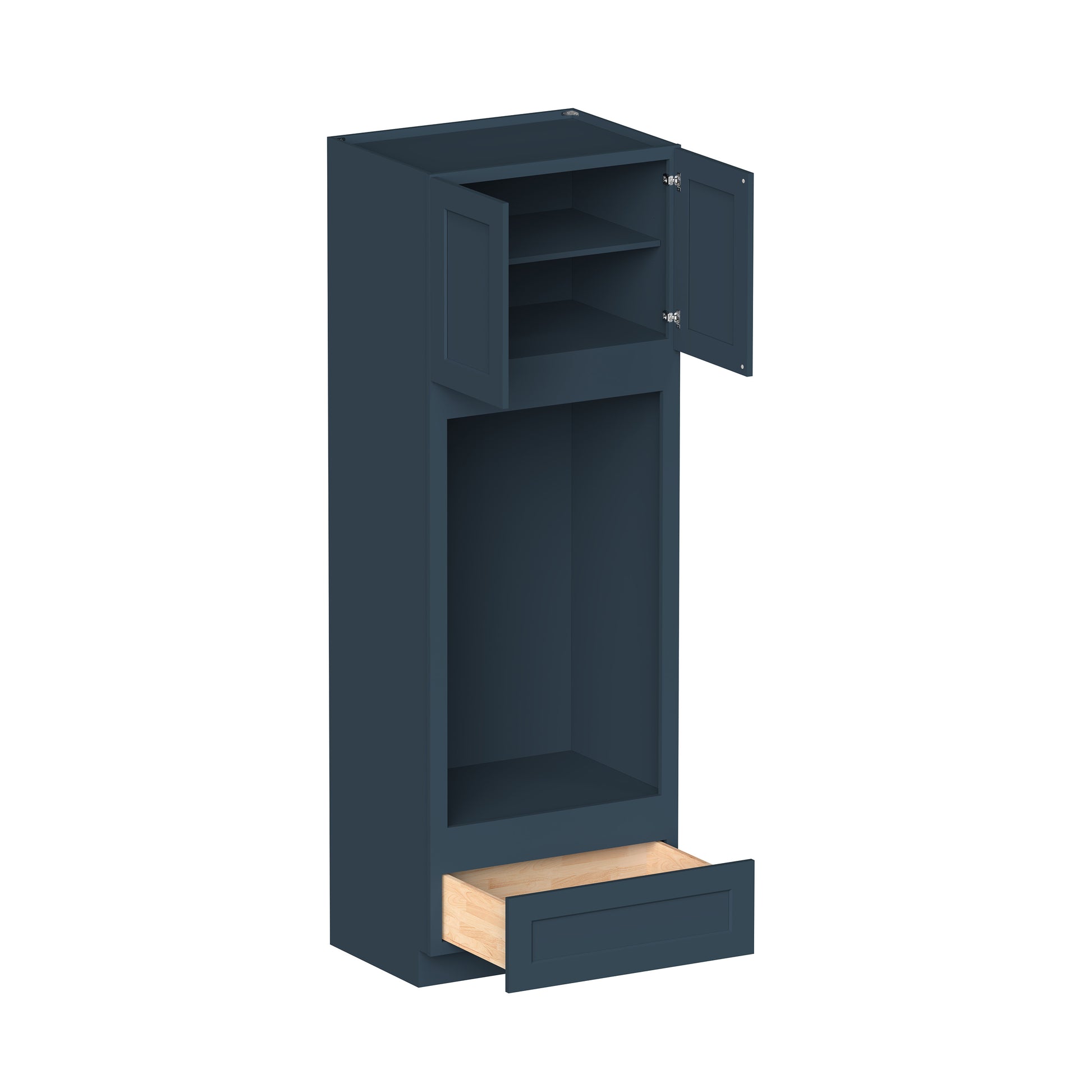 Cyber Grey RTA 33"W x 27"D x 84"/90"/96"H 3-Size Double Oven Cabinet with Door, Drawer and shelves