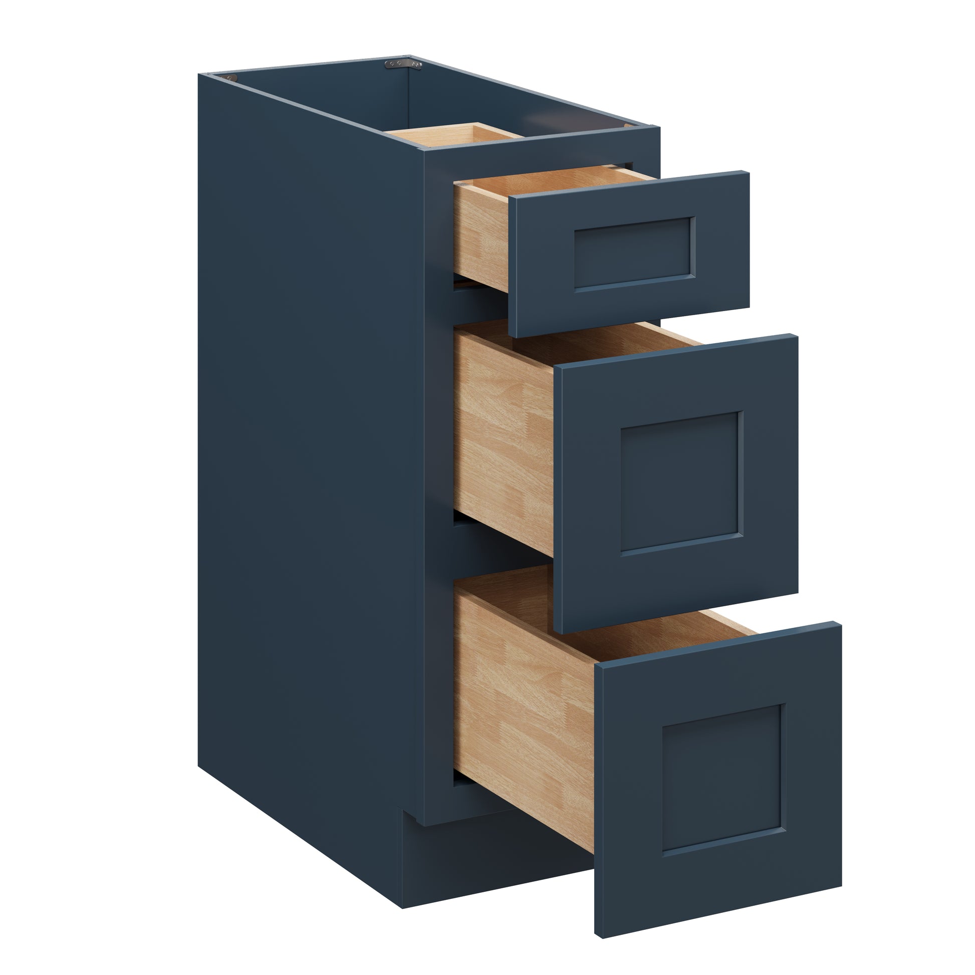 Cyber Grey RTA 12"W x 24"D x 34.5"H Base Cabinet with 3 Drawers