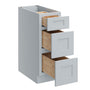 Dove Grey RTA 12"W x 24"D x 34.5"H Base Cabinet with 3 Drawers