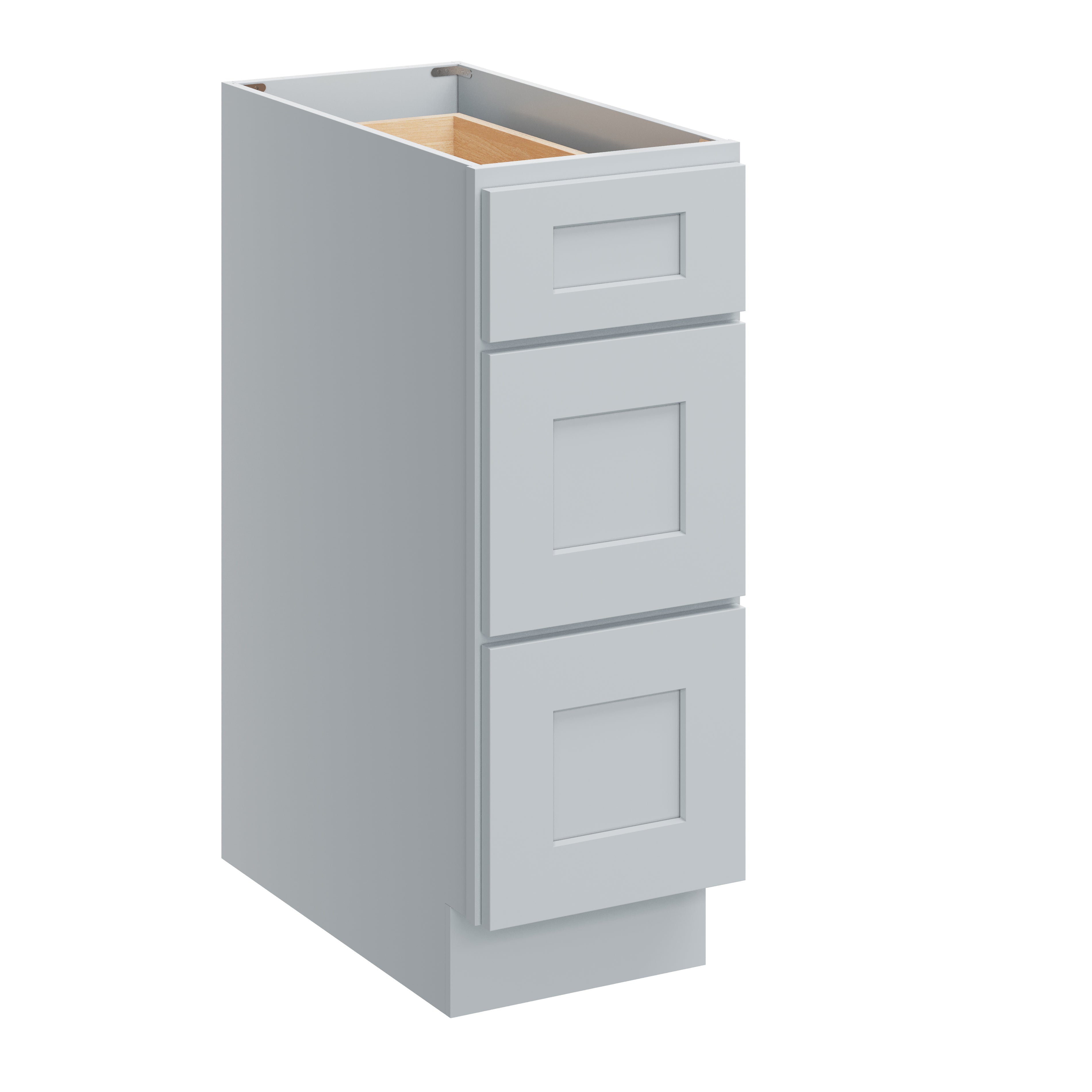 Dove Grey RTA 12"W x 24"D x 34.5"H Base Cabinet with 3 Drawers