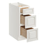 Pearl White RTA 12"W x 24"D x 34.5"H Base Cabinet with 3 Drawers