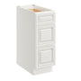 Pearl White RTA 12"W x 24"D x 34.5"H Base Cabinet with 3 Drawers