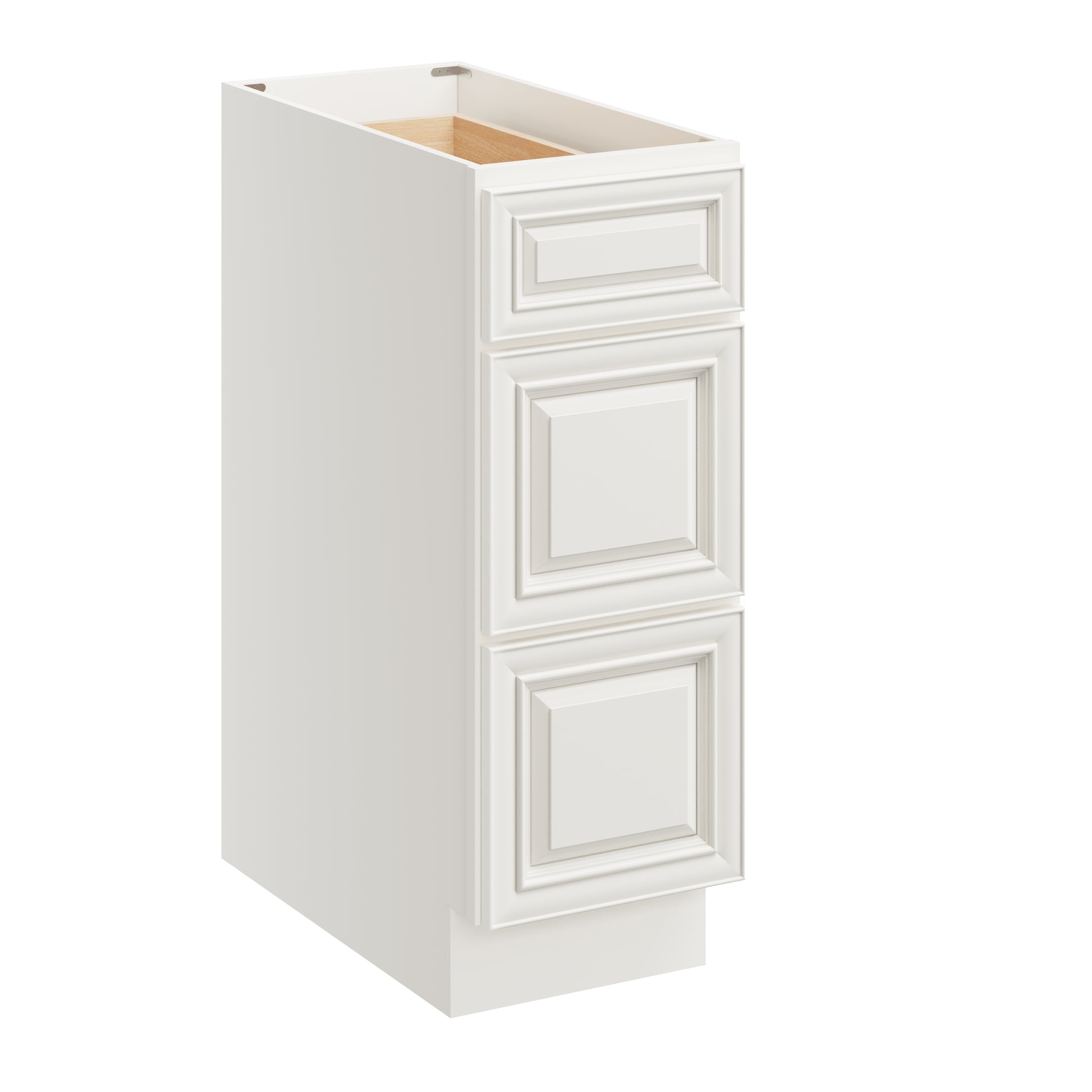 Pearl White RTA 12"W x 24"D x 34.5"H Base Cabinet with 3 Drawers