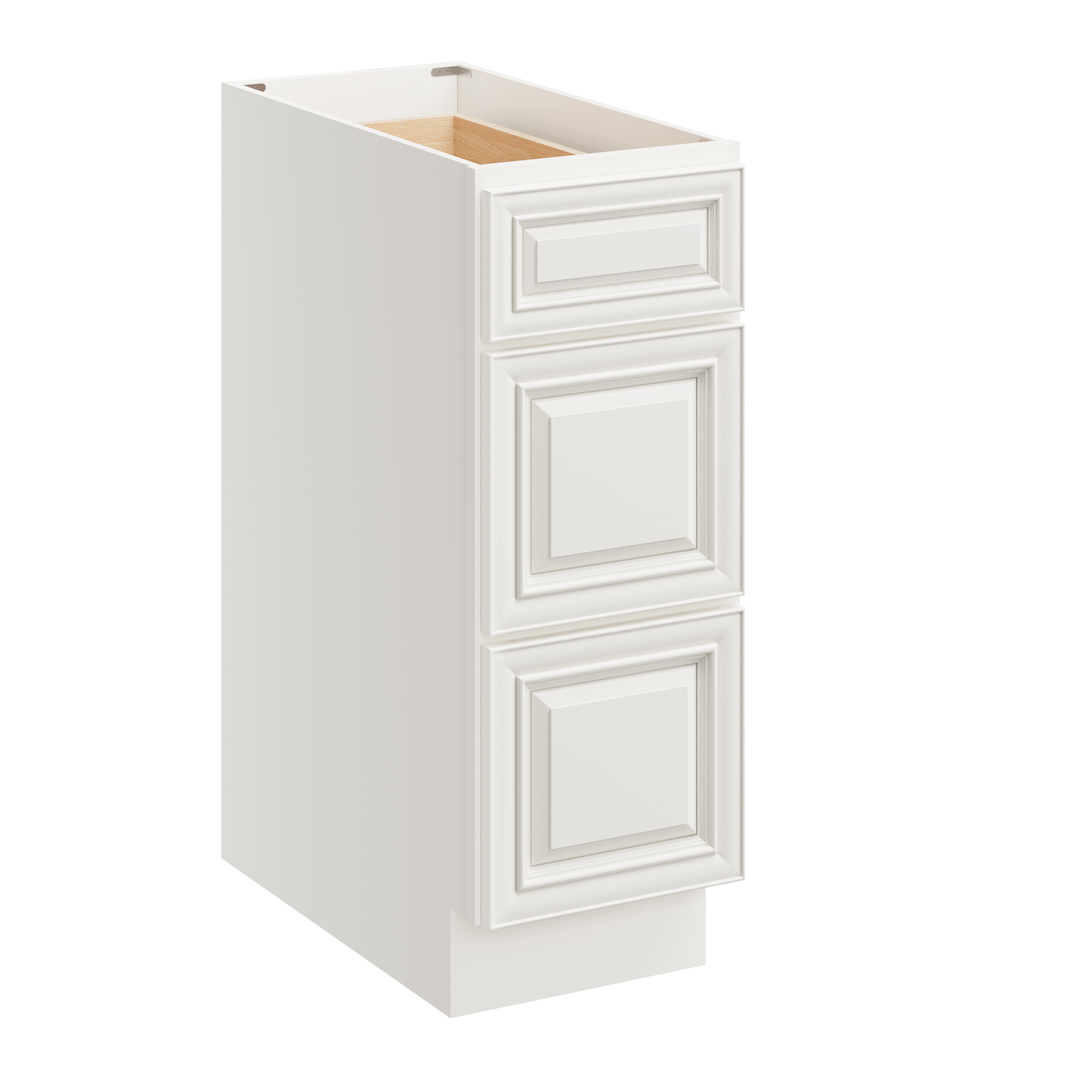 Pearl White RTA 12"W x 24"D x 34.5"H Base Cabinet with 3 Drawers