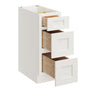 White Shaker RTA 12"W x 24"D x 34.5"H Base Cabinet with 3 Drawers