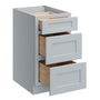Dove Grey RTA 18"W x 24"D x 34.5"H Base Cabinet with 3 Drawers