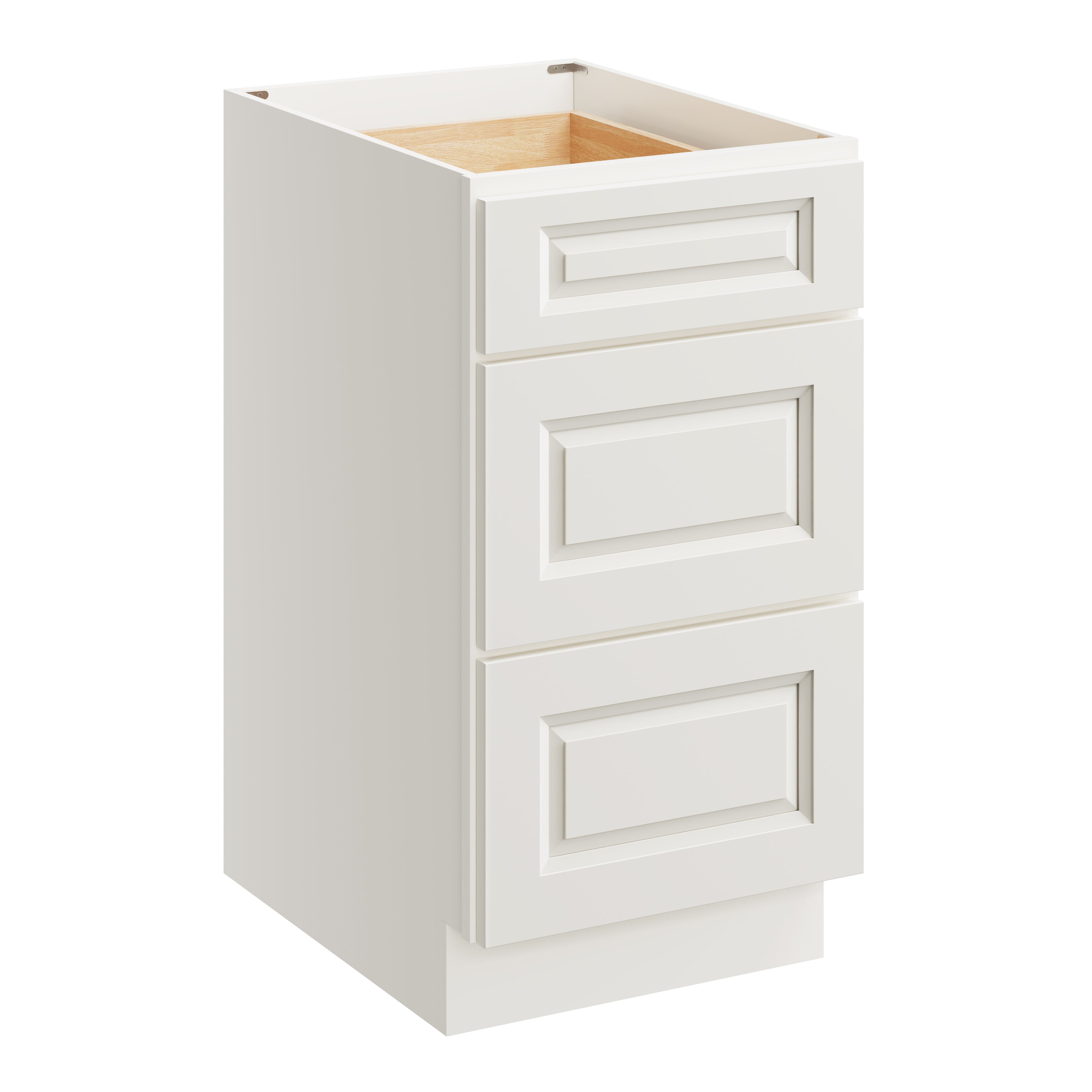 Glacier White RTA 18"W x 24"D x 34.5"H Base Cabinet with 3 Drawers