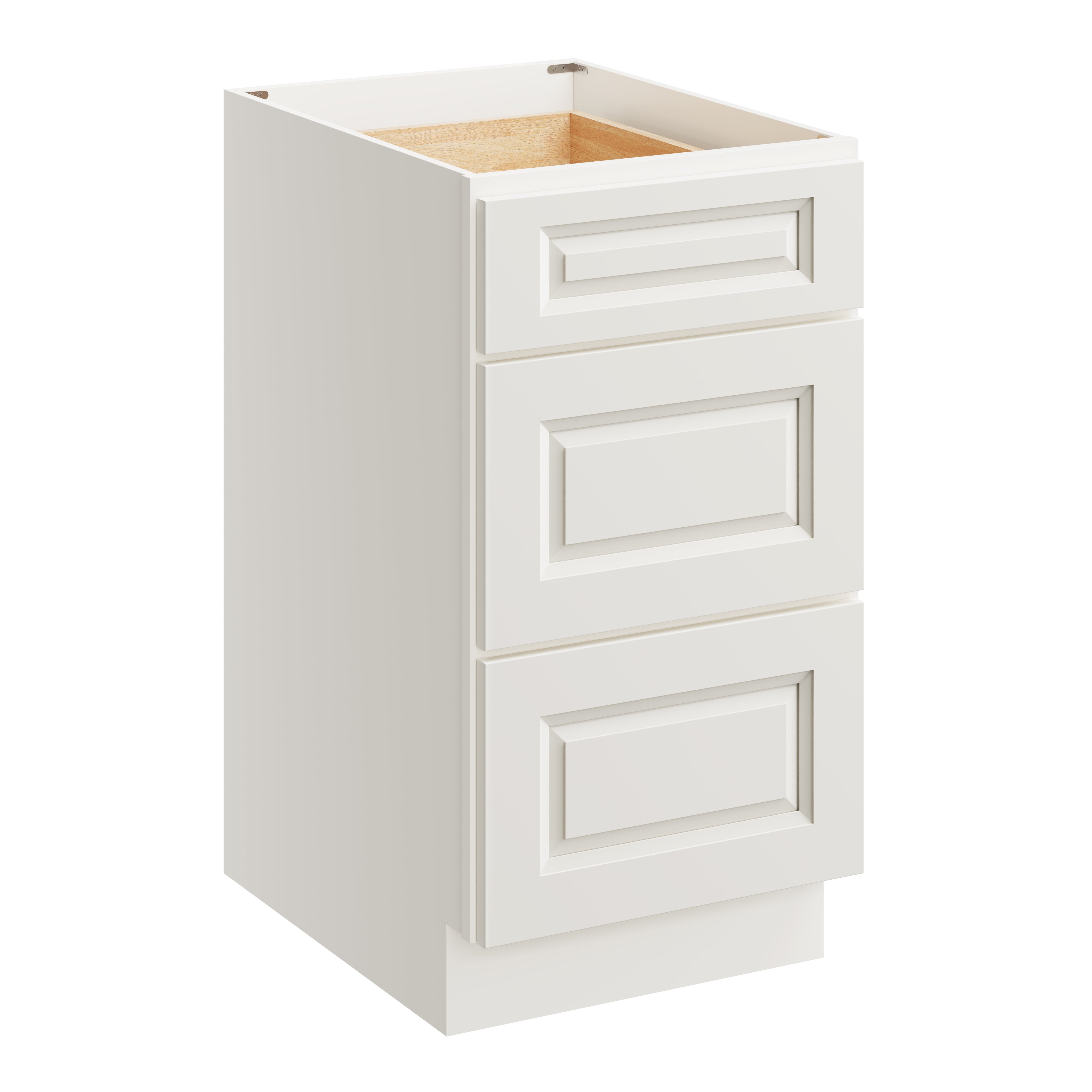 Glacier White RTA 18"W x 24"D x 34.5"H Base Cabinet with 3 Drawers