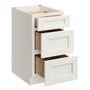 White Shaker RTA 18"W x 24"D x 34.5"H Base Cabinet with 3 Drawers