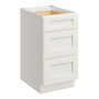 White Shaker RTA 18"W x 24"D x 34.5"H Base Cabinet with 3 Drawers