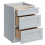 Dove Grey RTA 24"W x 24"D x 34.5"H Base Cabinet with 3 Drawers