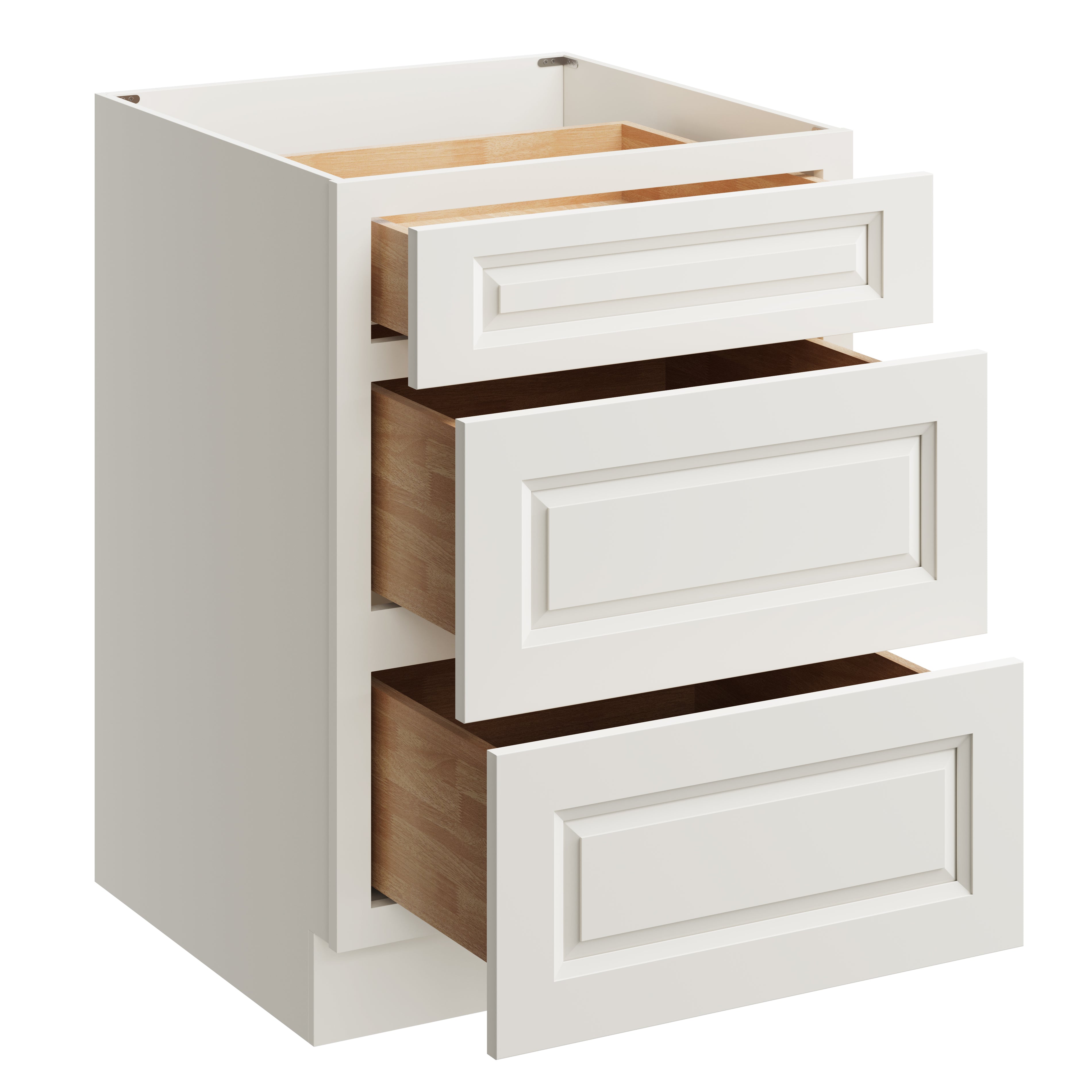 Glacier White RTA 24"W x 24"D x 34.5"H Base Cabinet with 3 Drawers