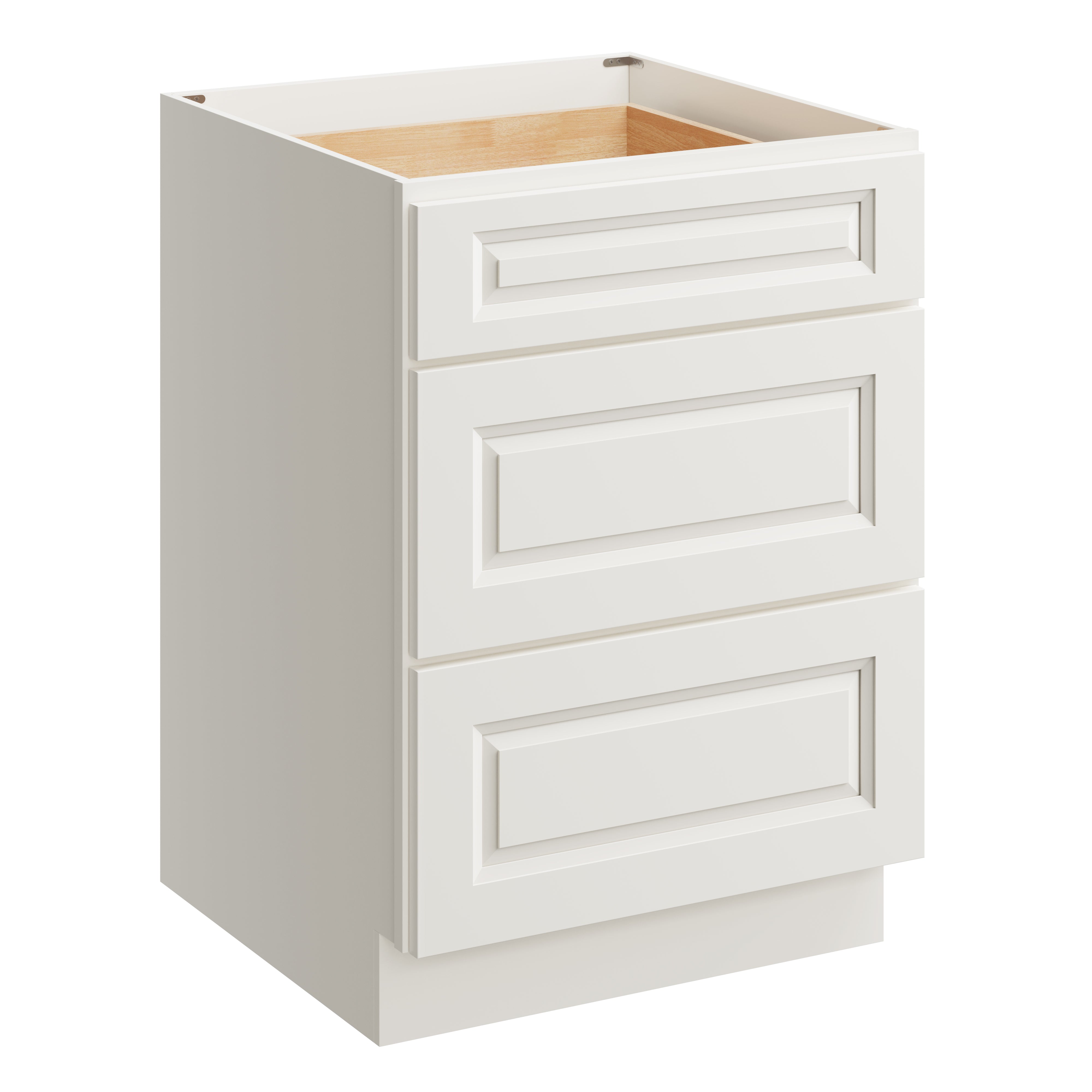 Glacier White RTA 24"W x 24"D x 34.5"H Base Cabinet with 3 Drawers