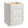Pearl White RTA 24"W x 24"D x 34.5"H Base Cabinet with 3 Drawers