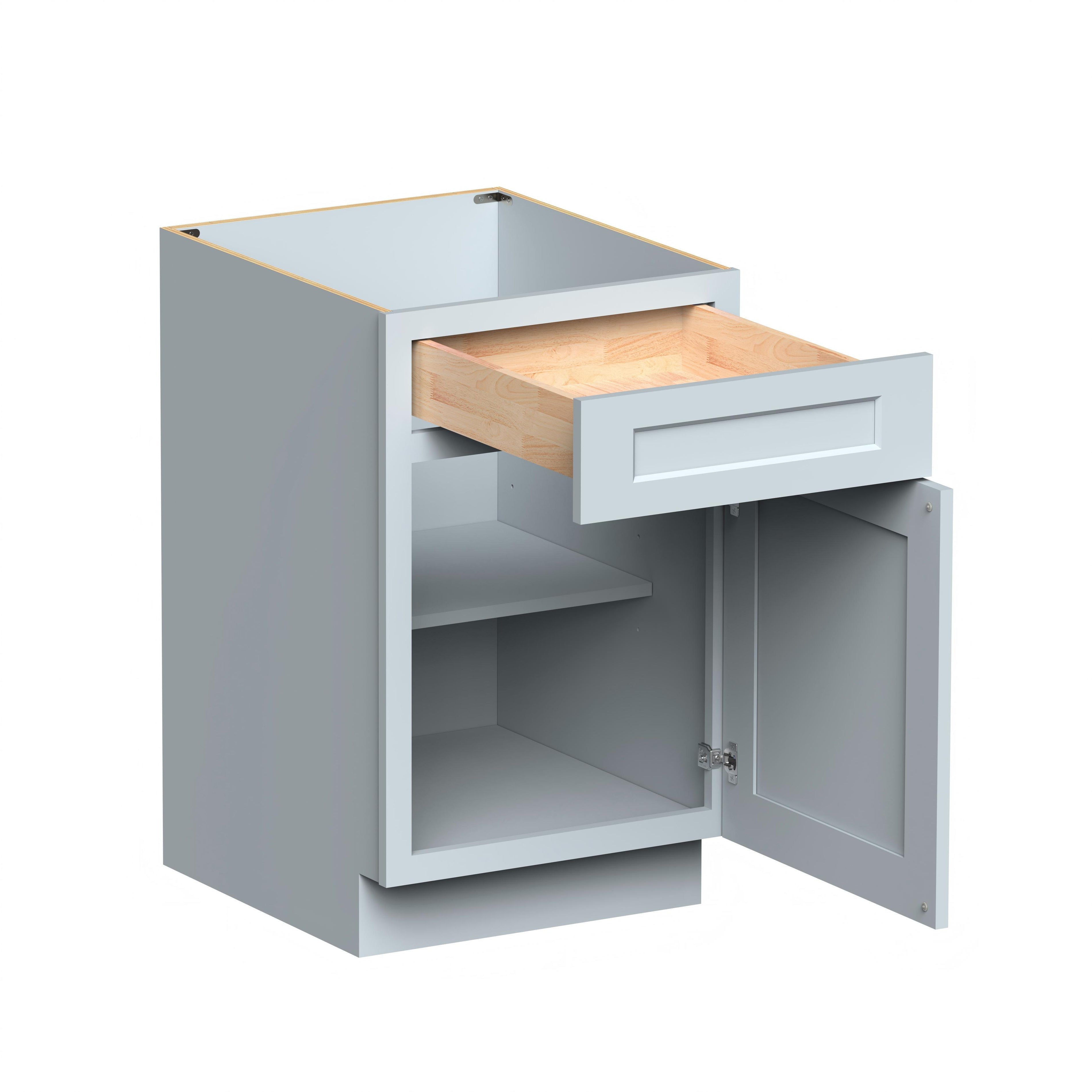 Dove Grey RTA 21"W x 24"D x 34.5"H Base Cabinet with 1 Drawer and 1 Door
