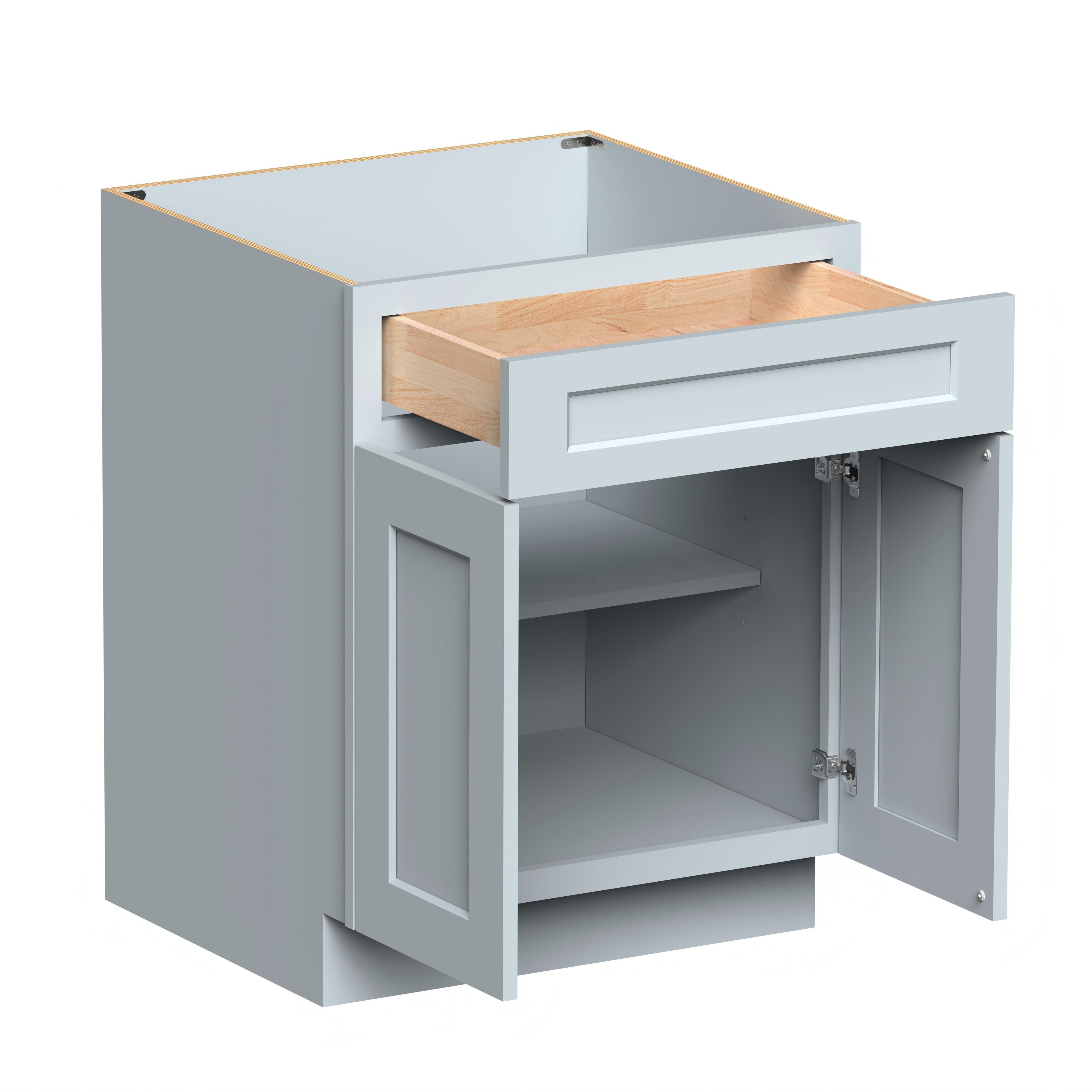 Dove Grey RTA 27"W x 24"D x 34.5"H Base Cabinet with 1 Drawer and 2 Doors