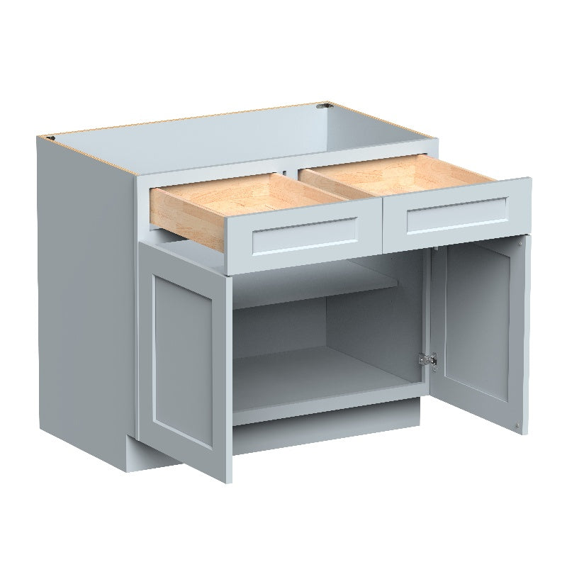Dove Grey RTA 39"W x 24"D x 34.5"H Base Cabinet with 2 Drawers and 2 Doors
