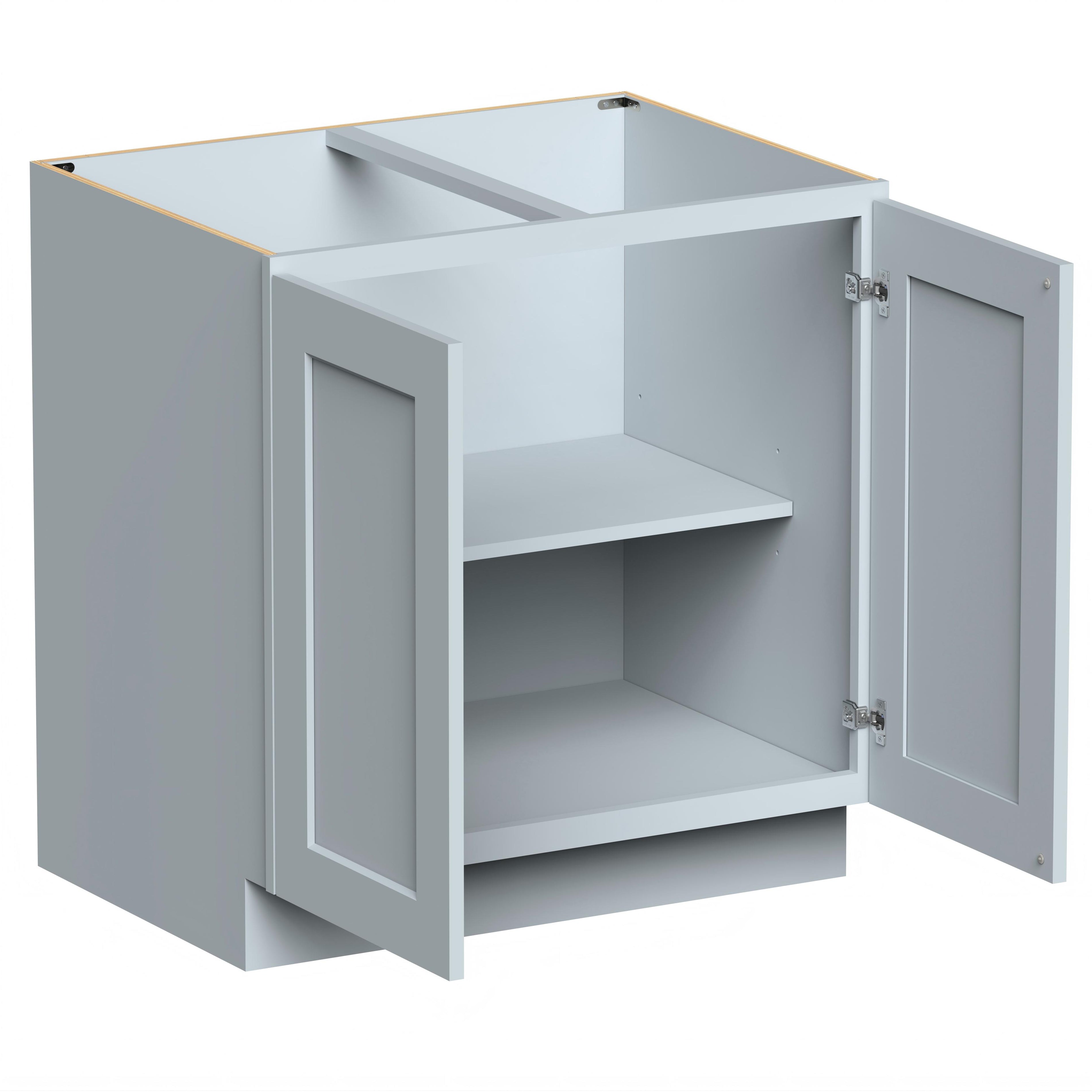 Dove Grey RTA 33"W x 24"D x 34.5"H Full Height Door Base Cabinet with 2 Doors