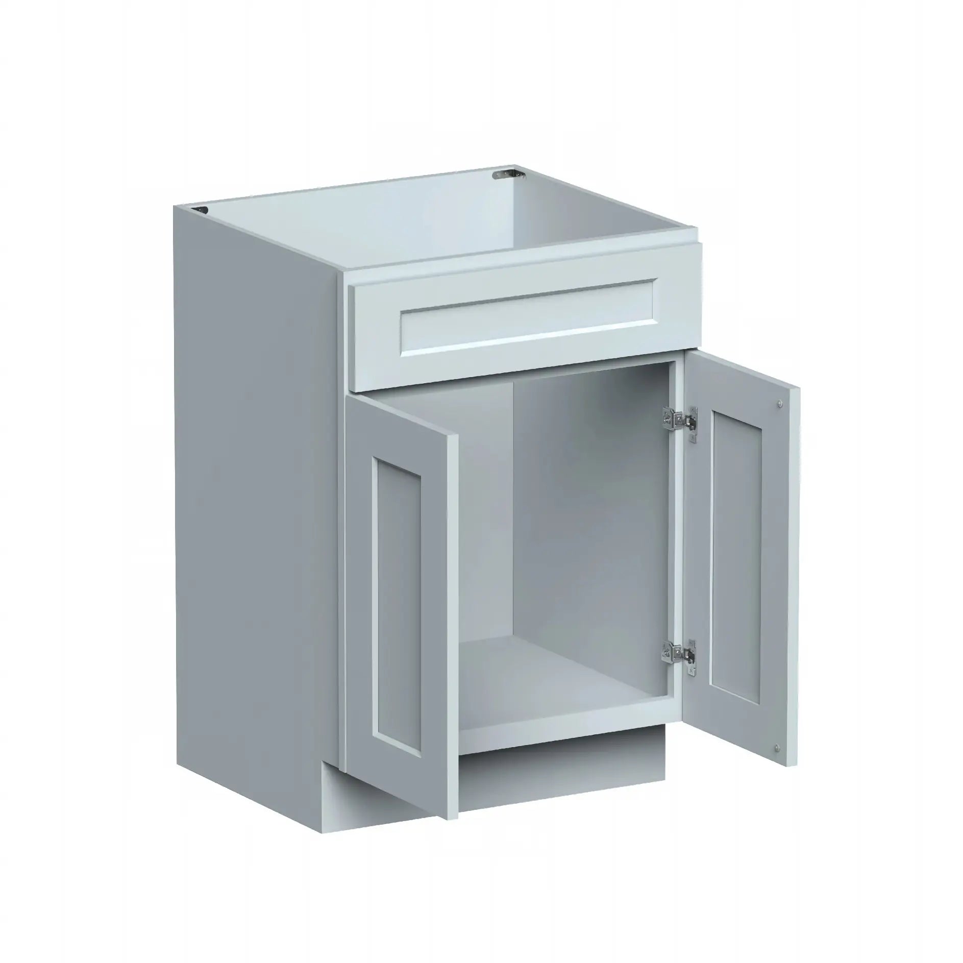 Dove Grey RTA 24"/30"W x 21"D x 34.5"H Vanity Base Cabinet with 2 Doors and 1 False Drawer