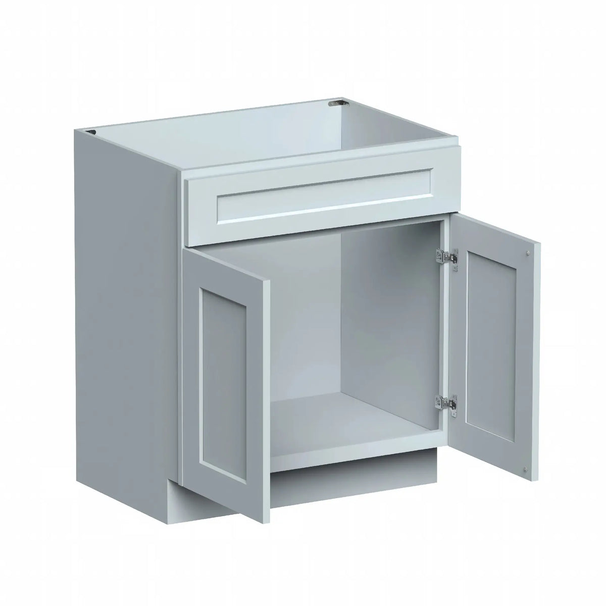 Dove Grey RTA 24"/30"W x 21"D x 34.5"H Vanity Base Cabinet with 2 Doors and 1 False Drawer