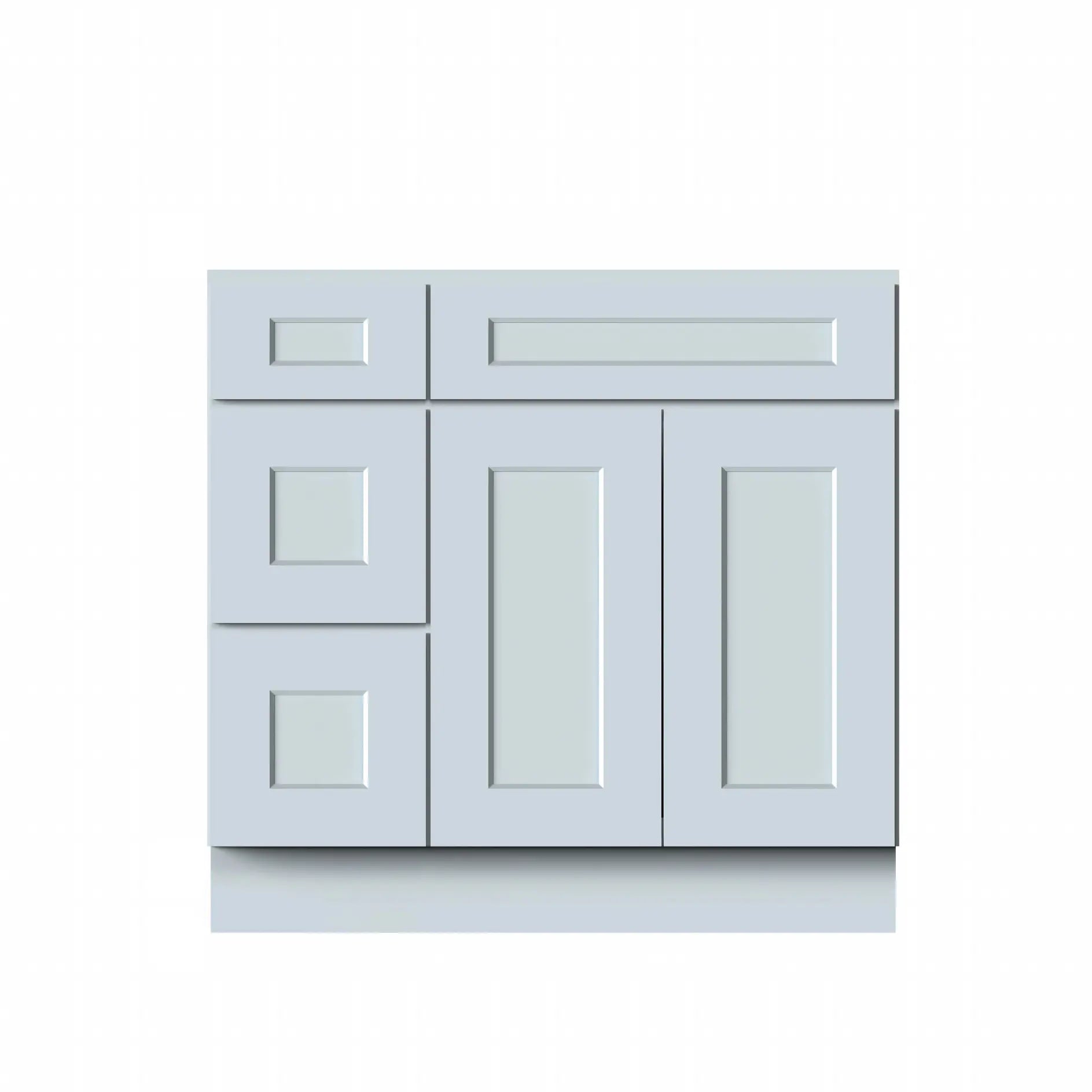 Dove Grey RTA 36"W x 21"D x 34.5"H Vanity Base Cabinet with 2 Doors and 2 Left Drawers