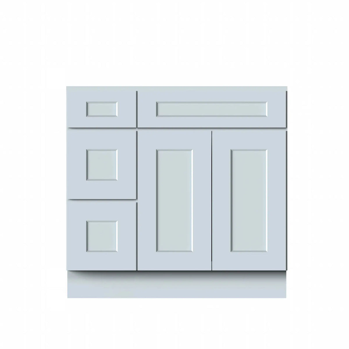 Dove Grey RTA 36"W x 21"D x 34.5"H Vanity Base Cabinet with 2 Doors and 2 Left Drawers