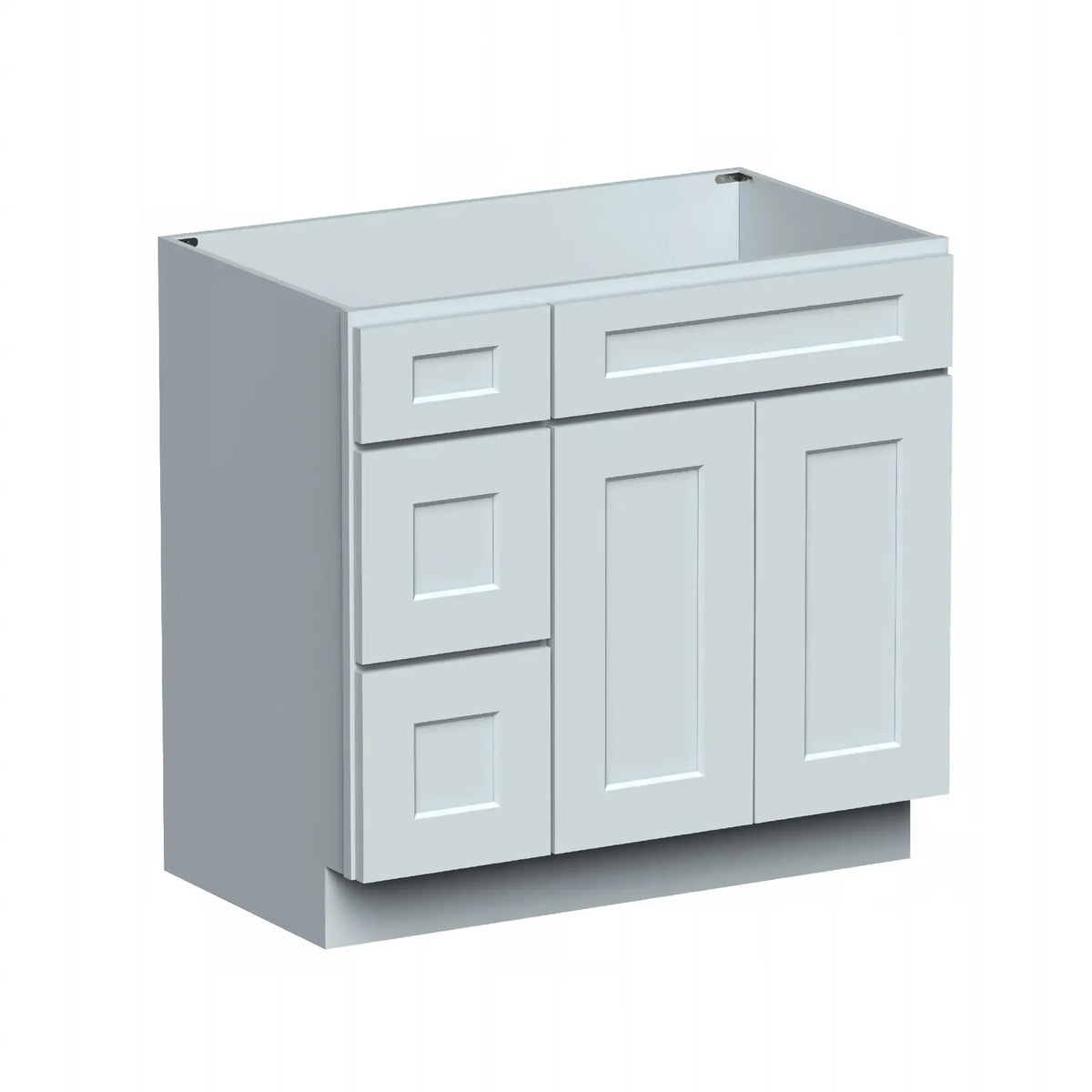 Dove Grey RTA 36"W x 21"D x 34.5"H Vanity Base Cabinet with 2 Doors and 2 Left Drawers