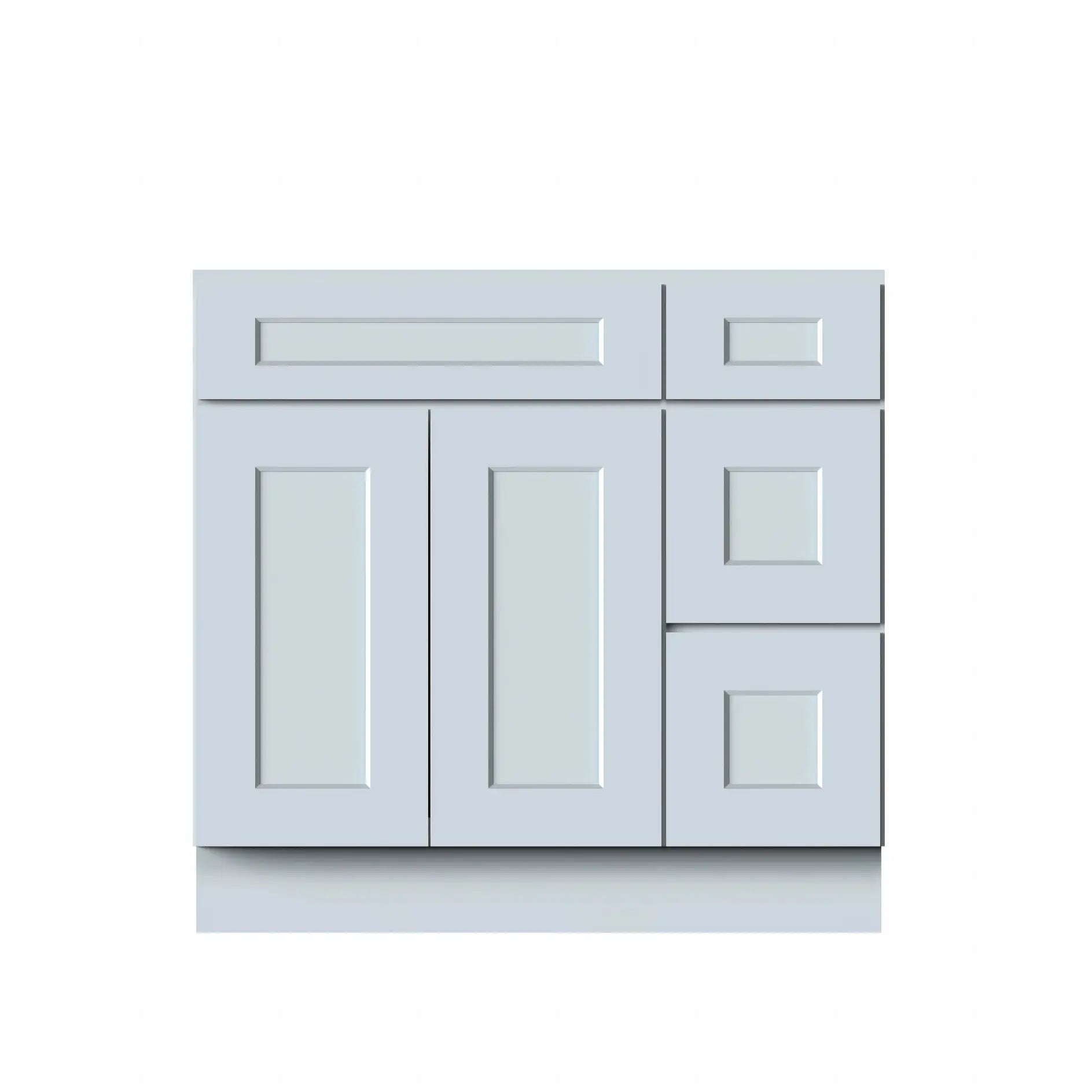Dove Grey RTA 36"W x 21"D x 34.5"H Vanity Base Cabinet with 2 Doors and 2 Right Drawers