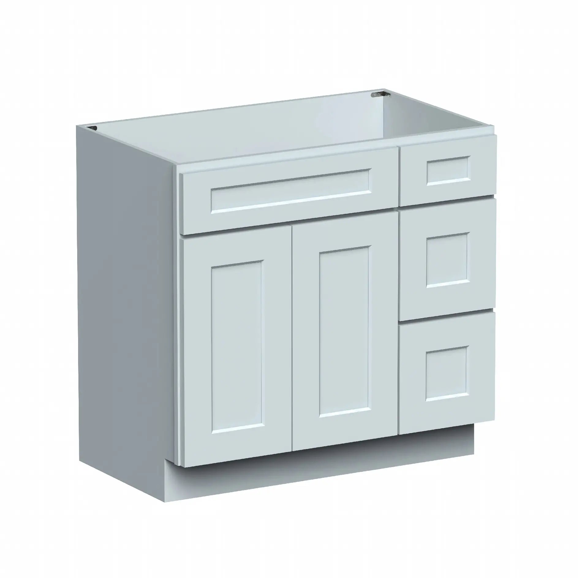 Dove Grey RTA 36"W x 21"D x 34.5"H Vanity Base Cabinet with 2 Doors and 2 Right Drawers