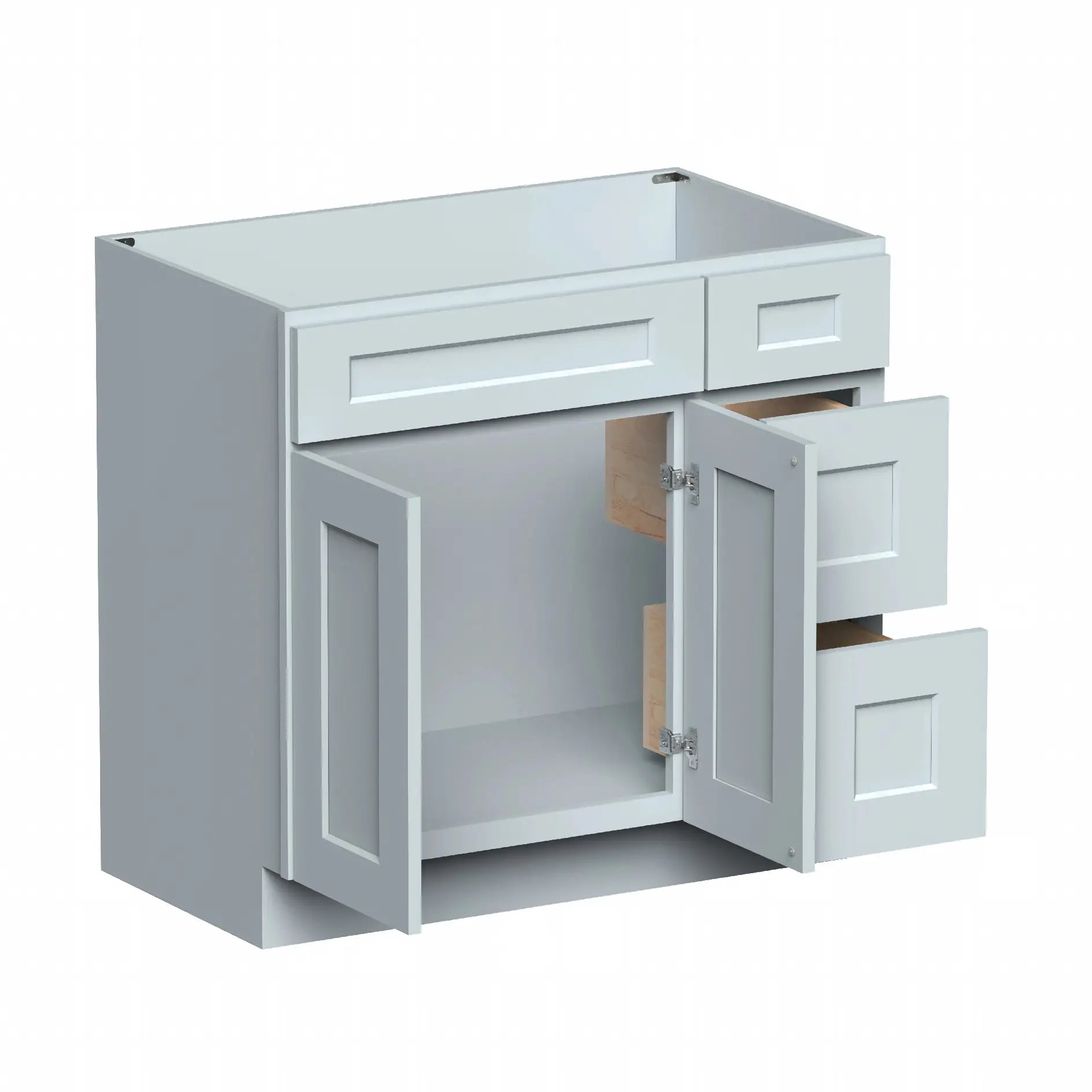 Dove Grey RTA 36"W x 21"D x 34.5"H Vanity Base Cabinet with 2 Doors and 2 Right Drawers