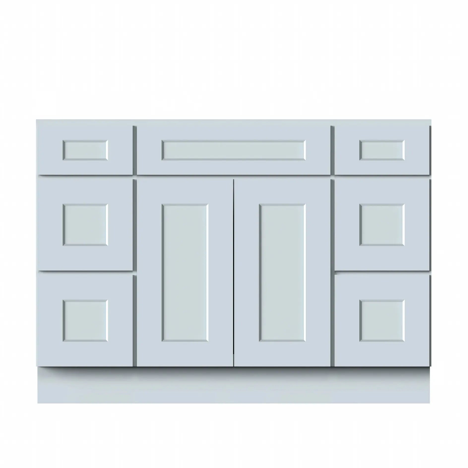 Dove Grey RTA 48"W x 21"D x 34.5"H Vanity Base Cabinet with 2 Doors and 6 Drawers